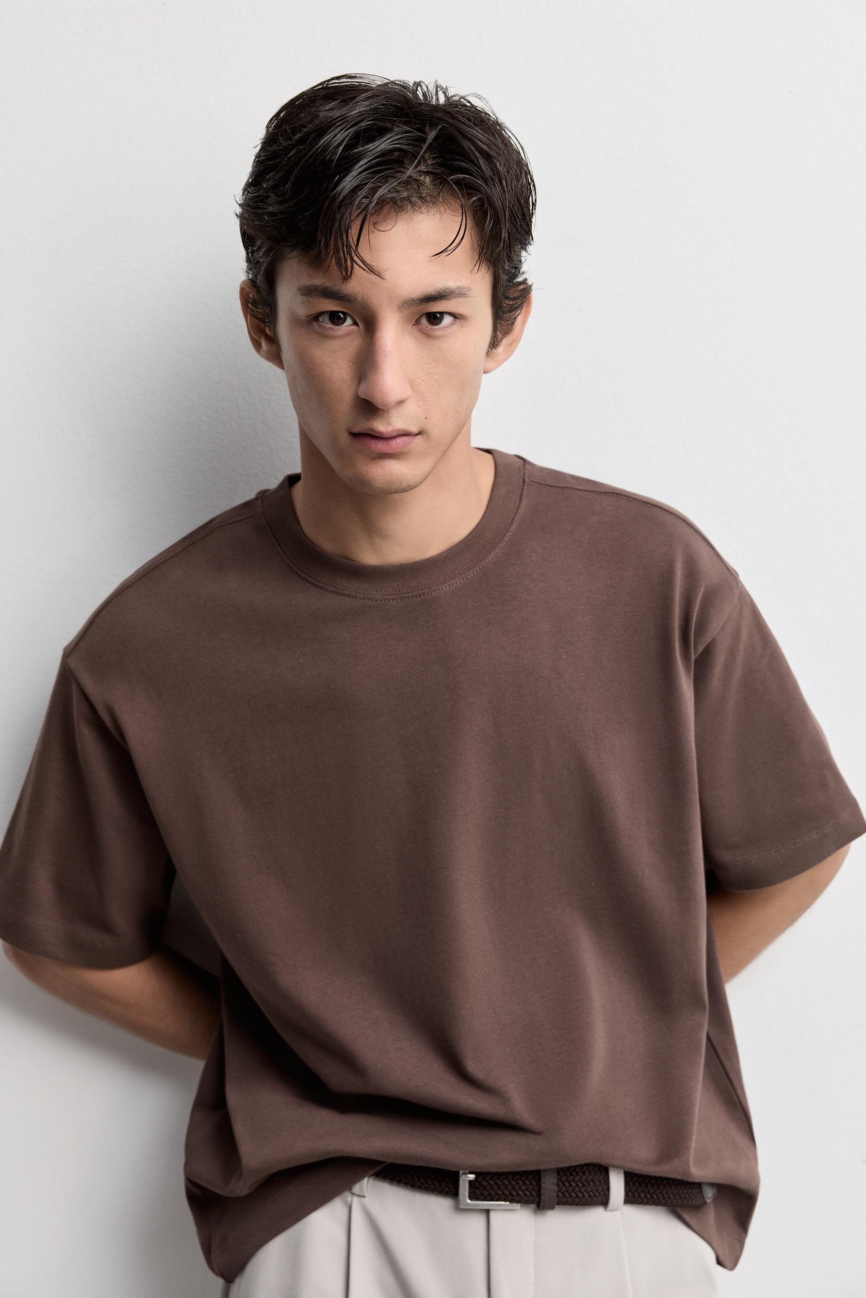 Boxy medium weight T-shirt — BROWN