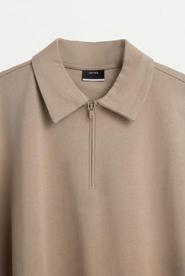 Interlock zip-up polo shirt — CAMEL 7