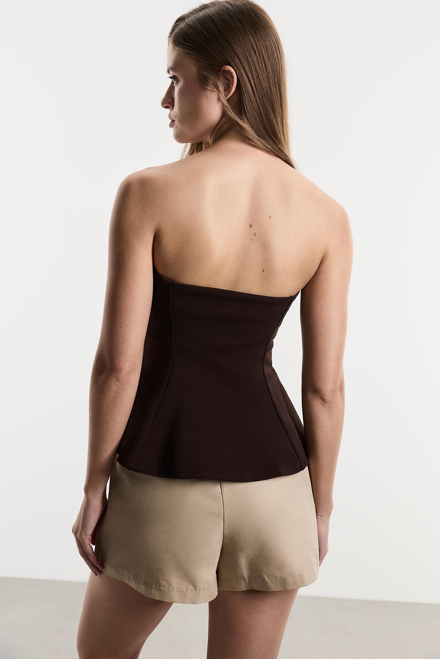 Peplum seam top — CHOCOLATE