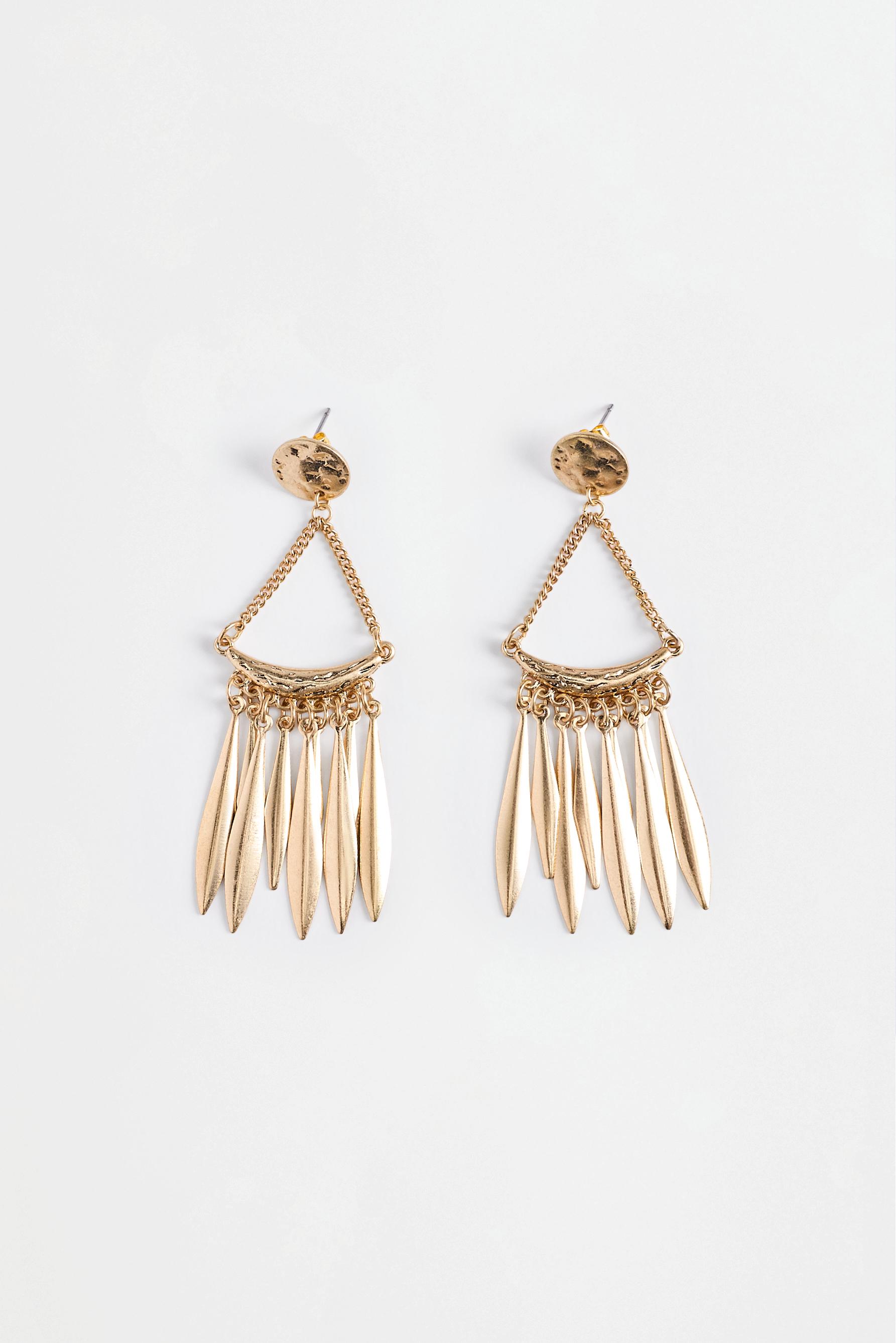Feather dangle earrings — GOLD