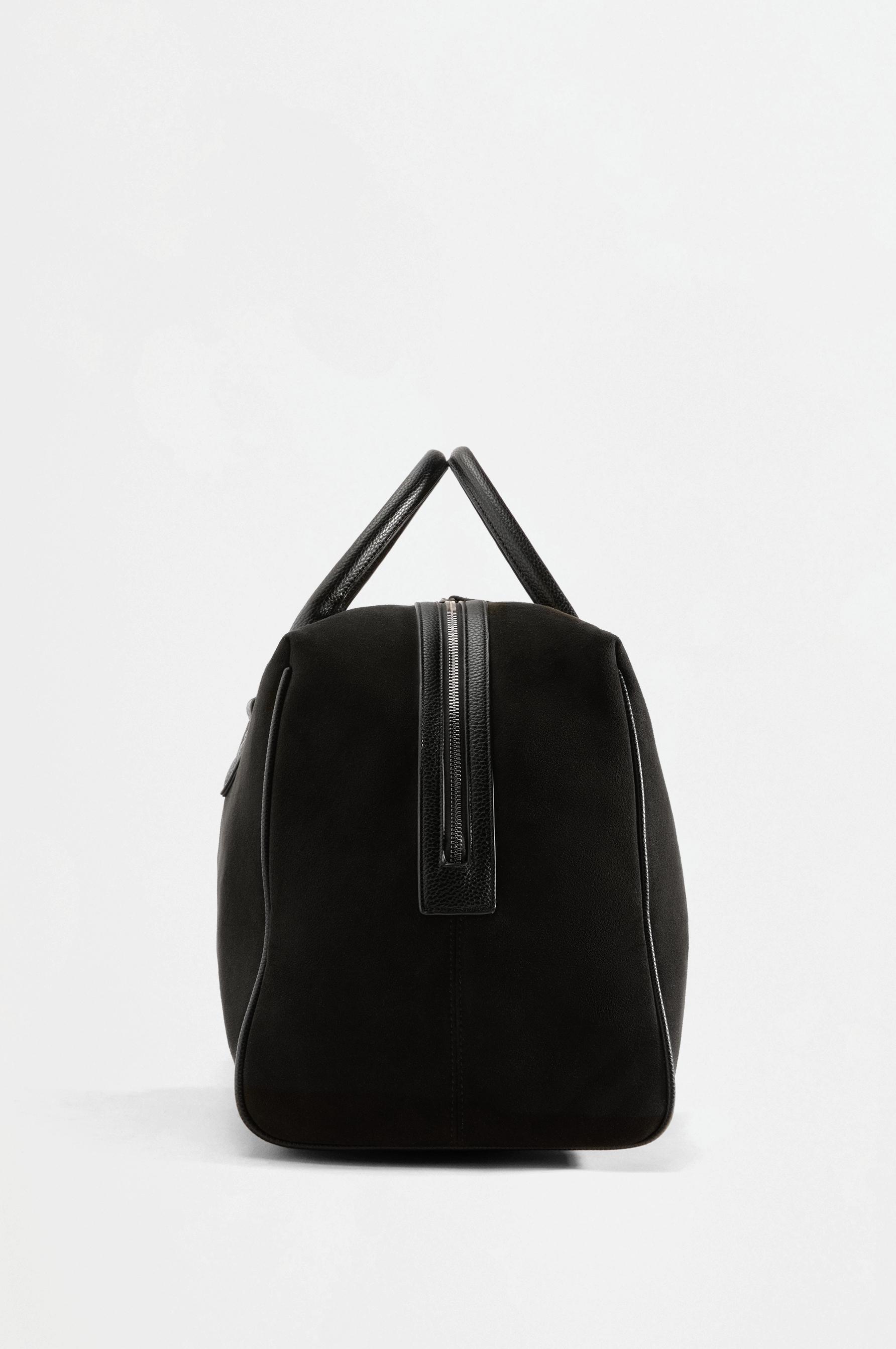 Faux suede bowling bag — BLACK