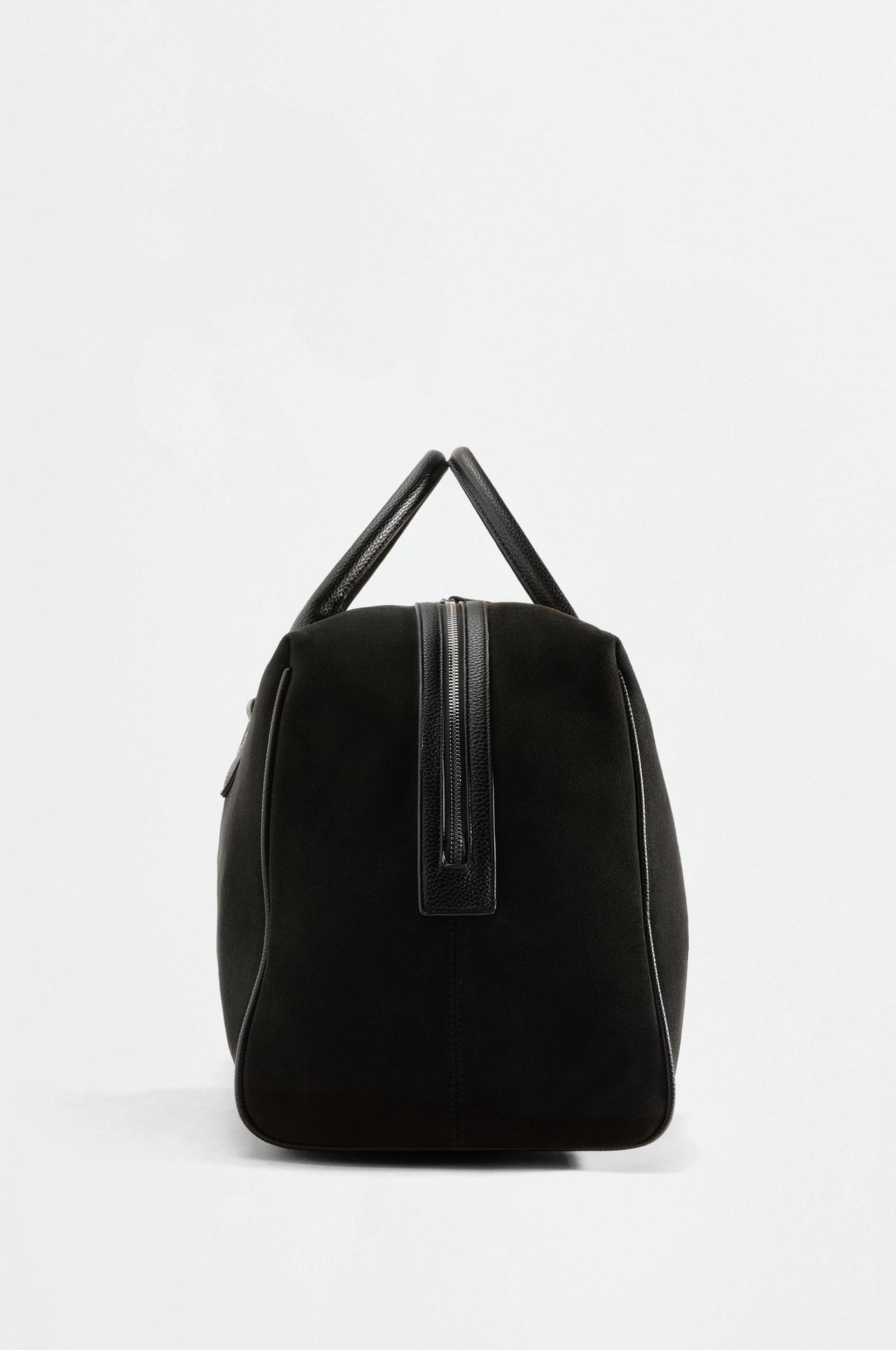 Faux suede bowling bag — BLACK