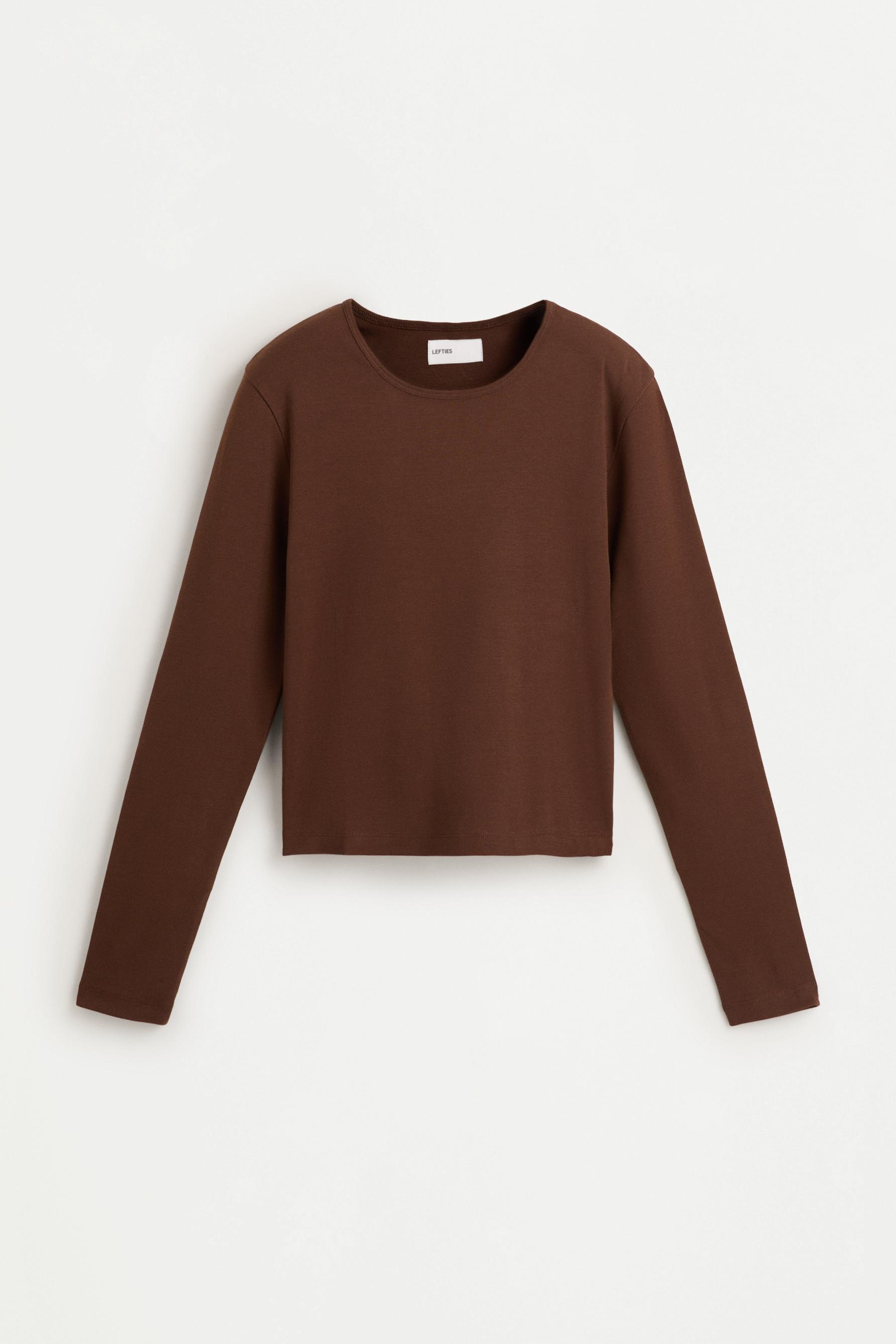 Ribbed long sleeve T-shirt — BROWN