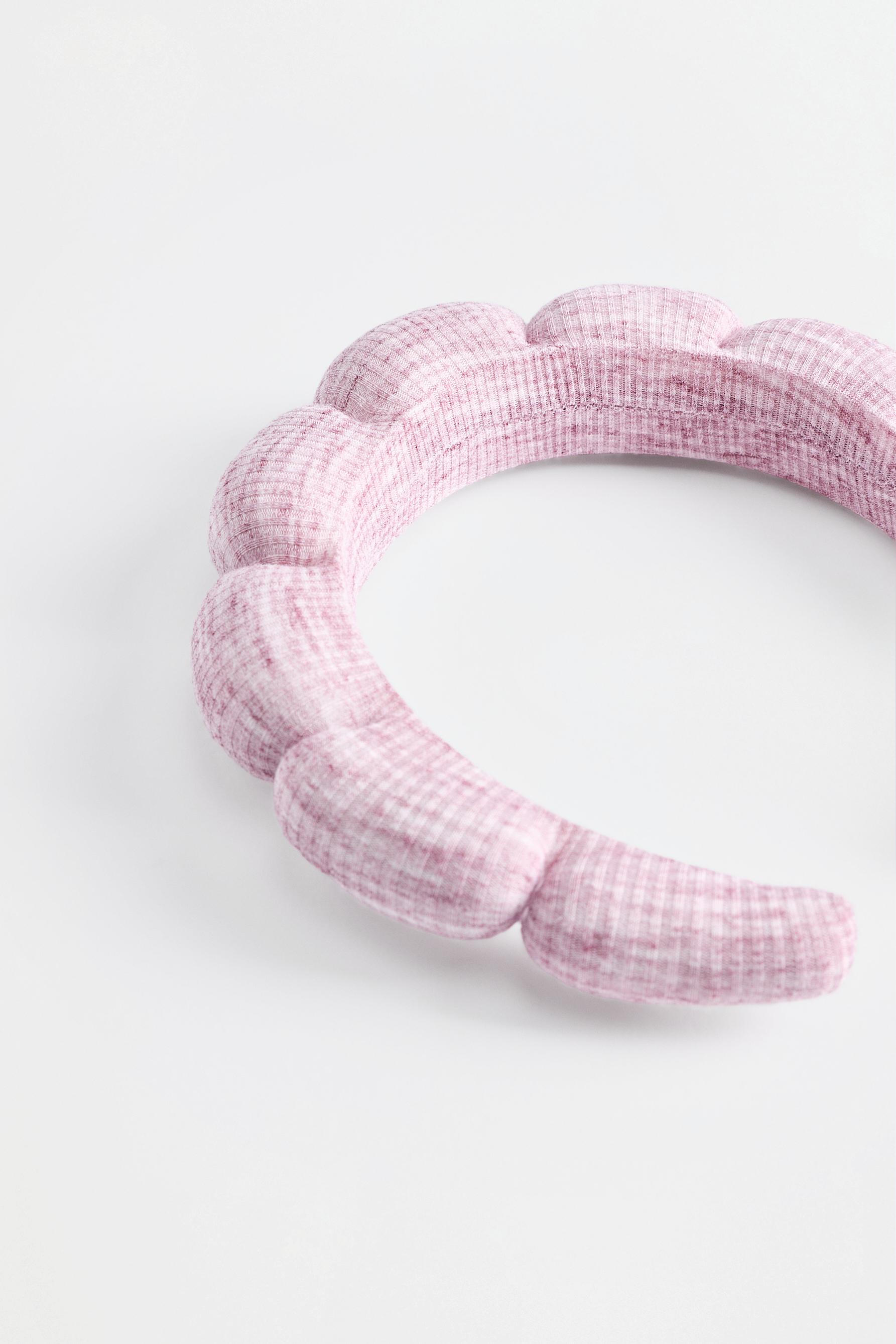 Ribbed skincare headband — PASTEL PINK