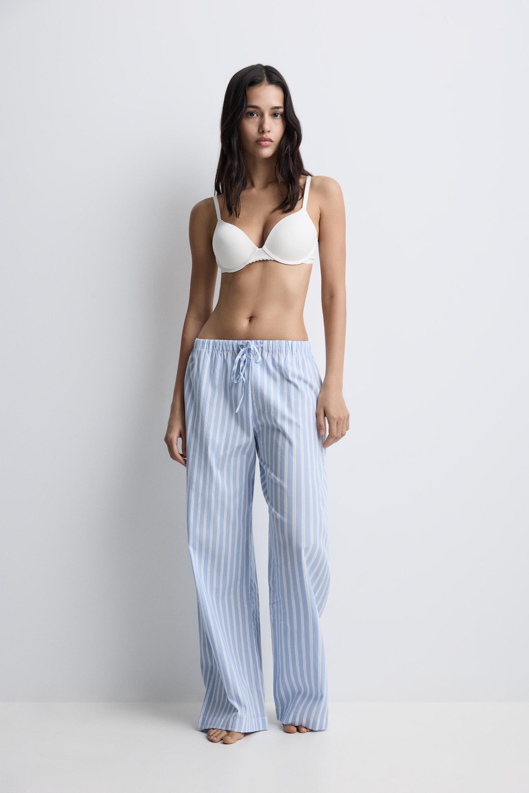 Striped pyjama bottoms — FADED SKY BLUE