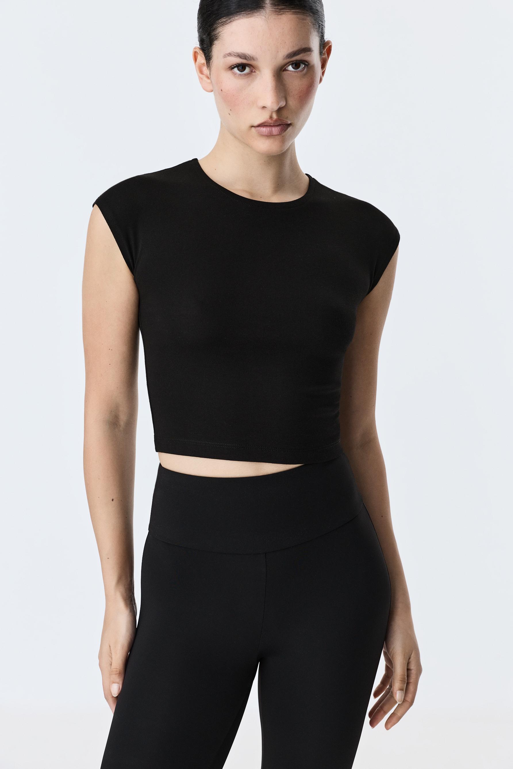 Cropped T-shirt — BLACK