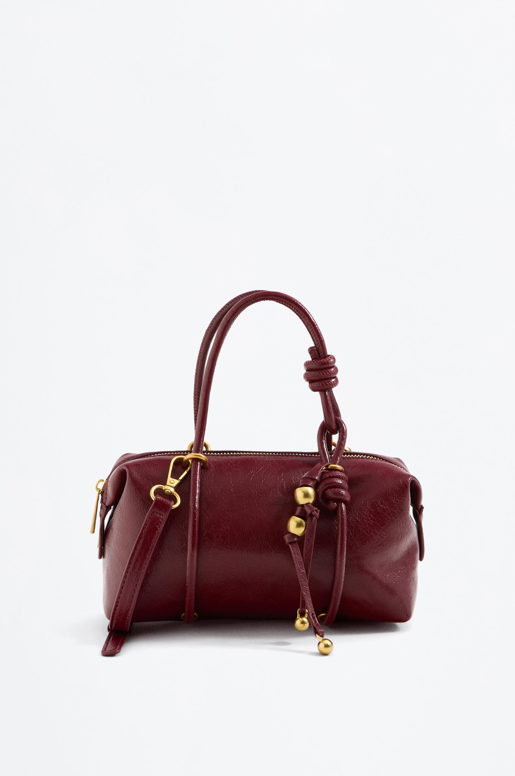 Mini bowling shoulder bag — BURGUNDY