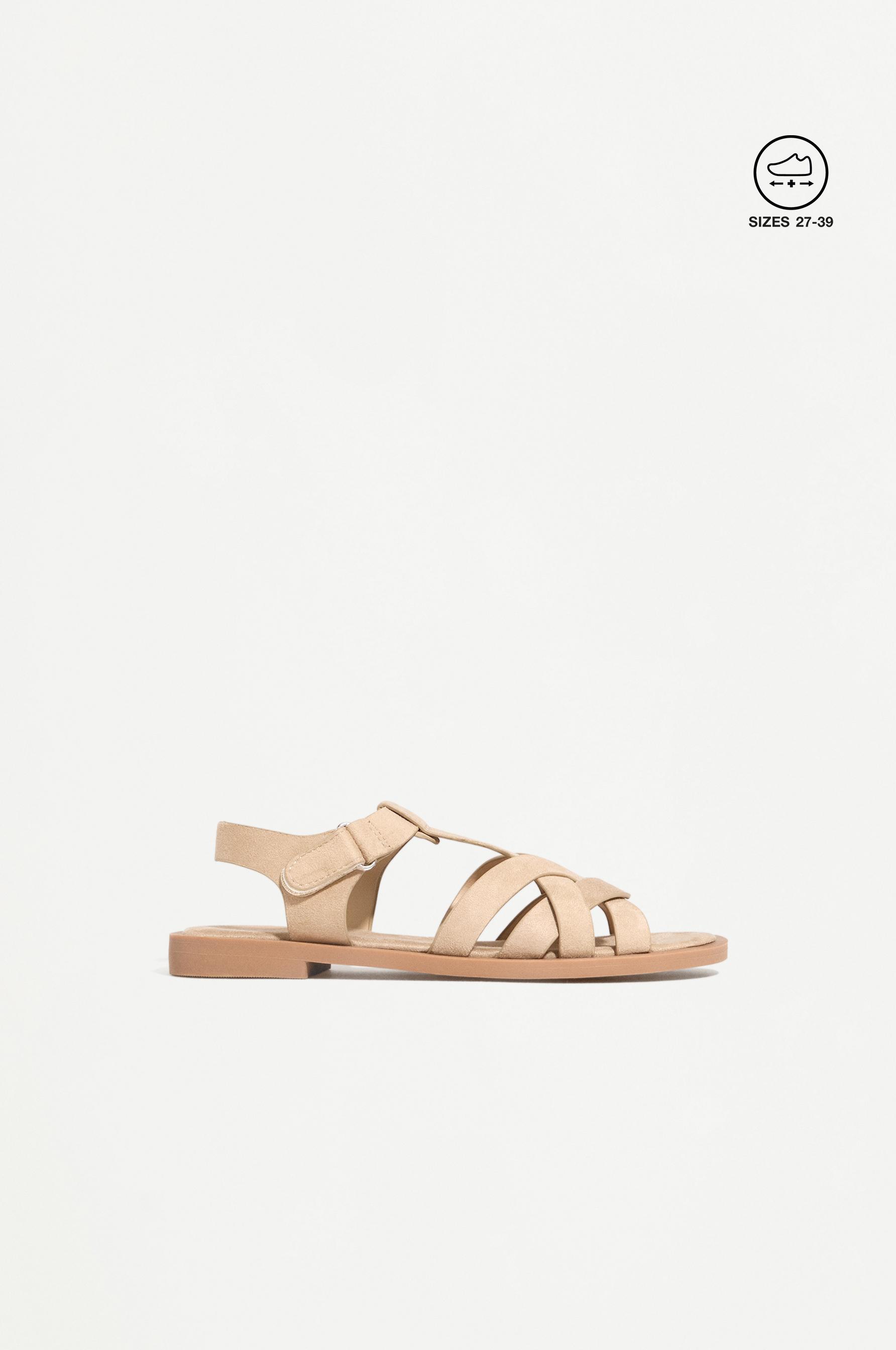 Faux suede cage sandals — ECRU