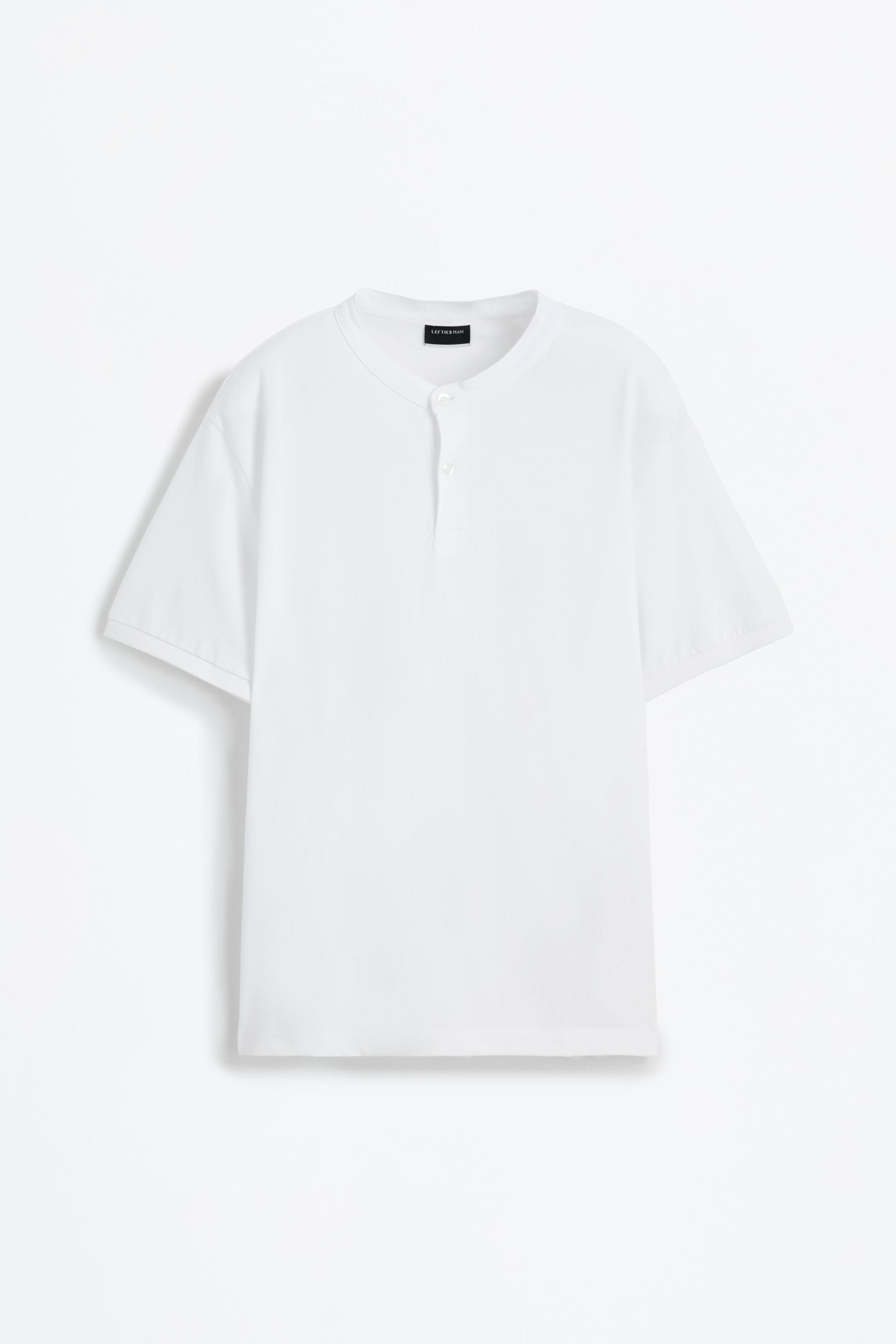 Basic stand collar polo shirt — WHITE
