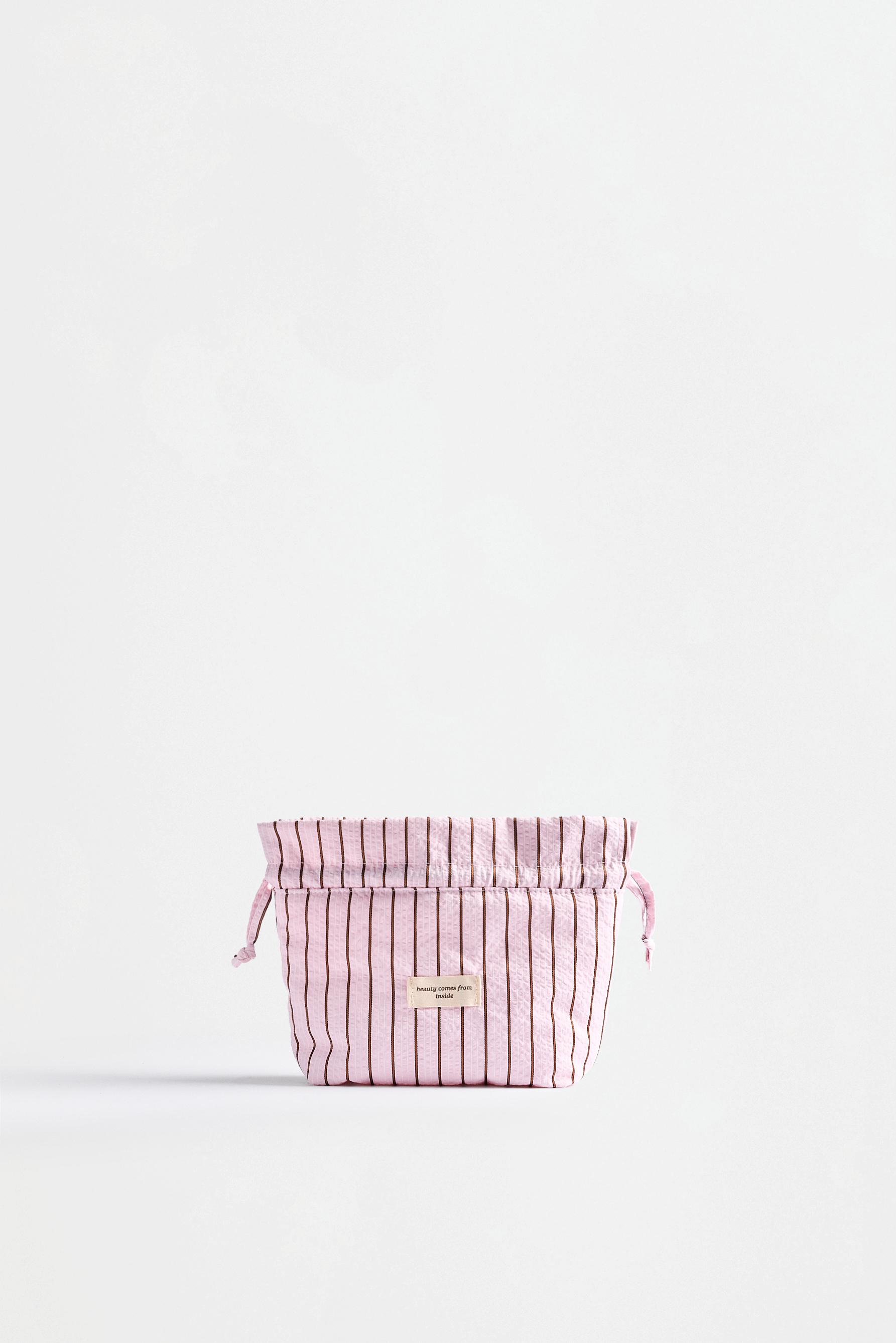 Small striped toiletry bag — ROSE PINK