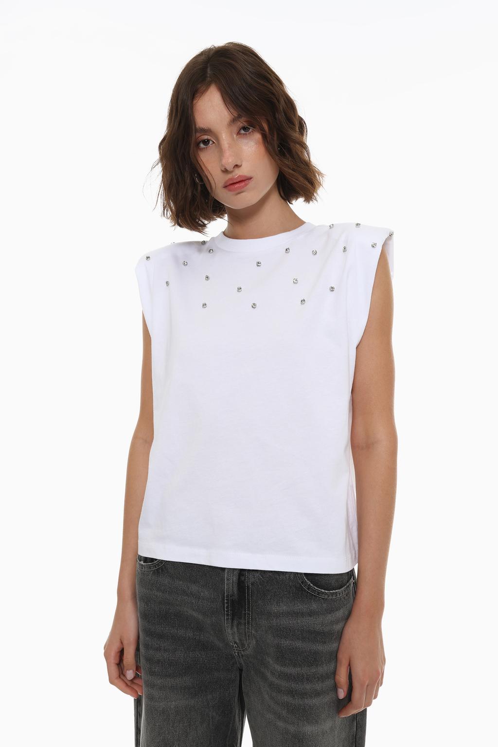Camiseta strass efecto lavado