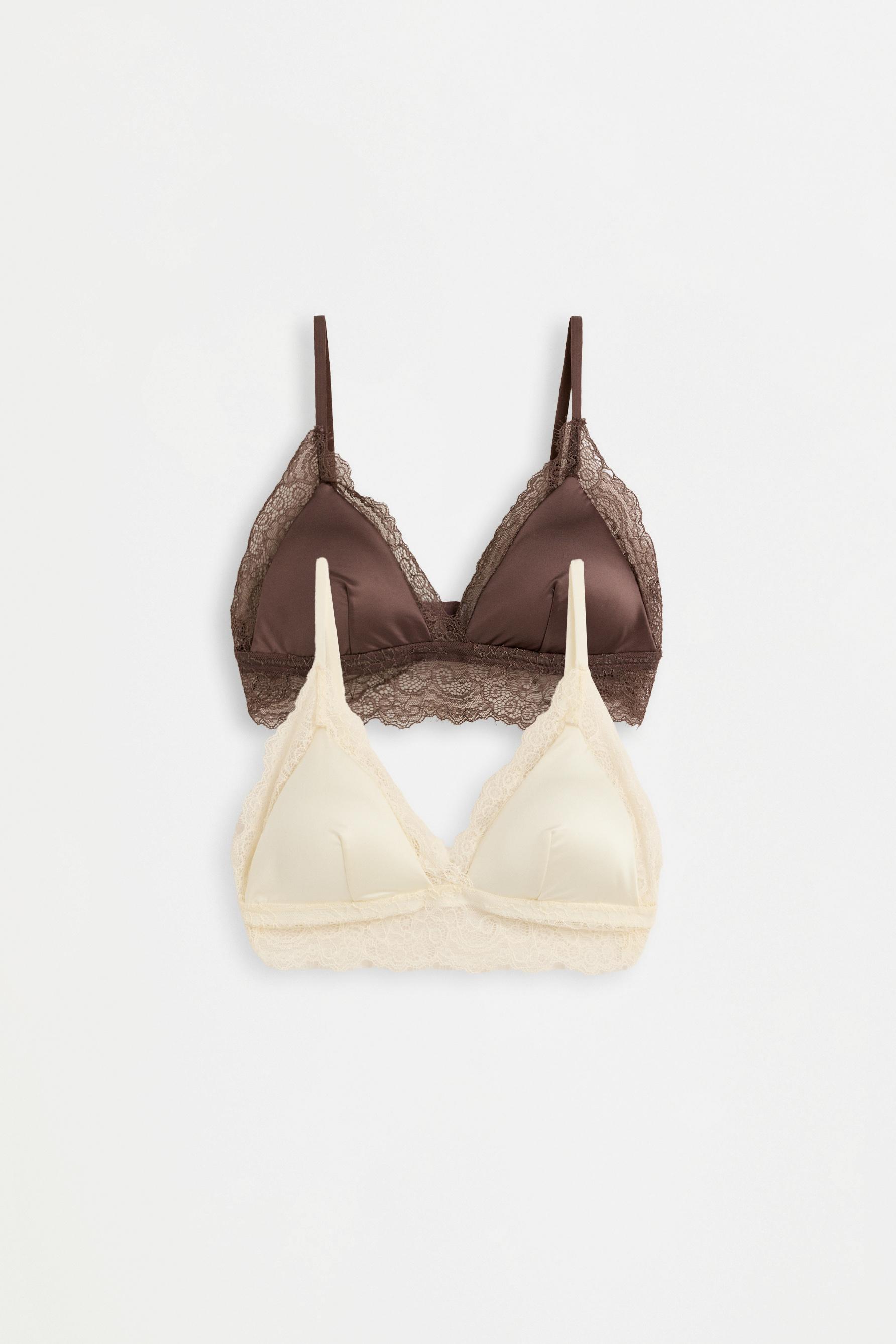 Satin Lace Bra (Pack of 2) — VANILLA
