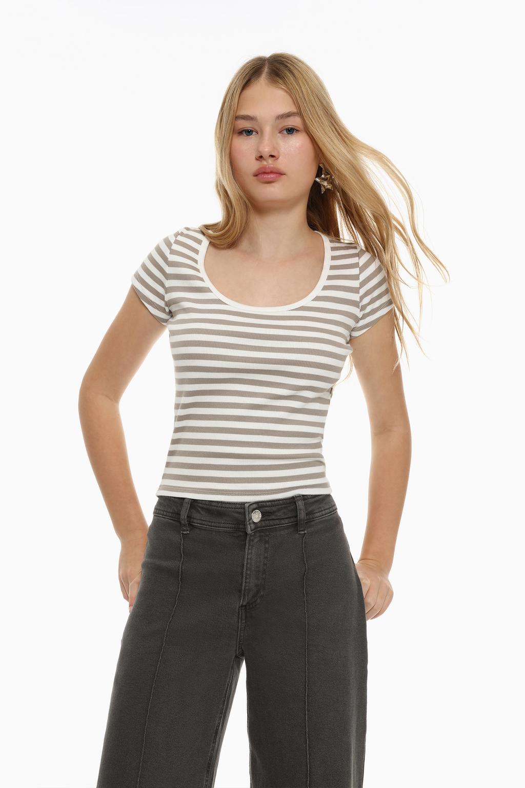 Striped ribbed T-shirt