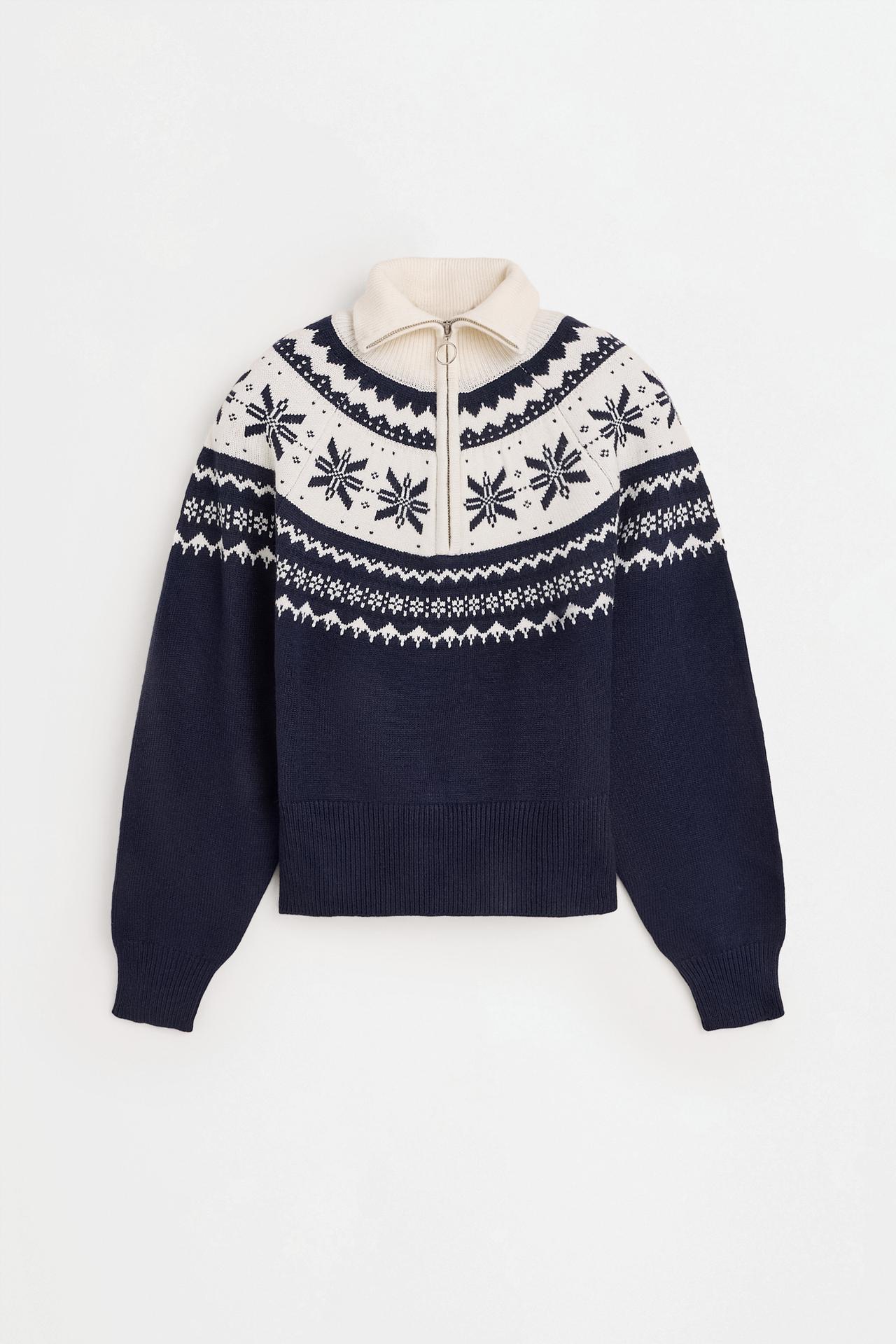 Fair Isle quarter-zip sweater — NAVY
