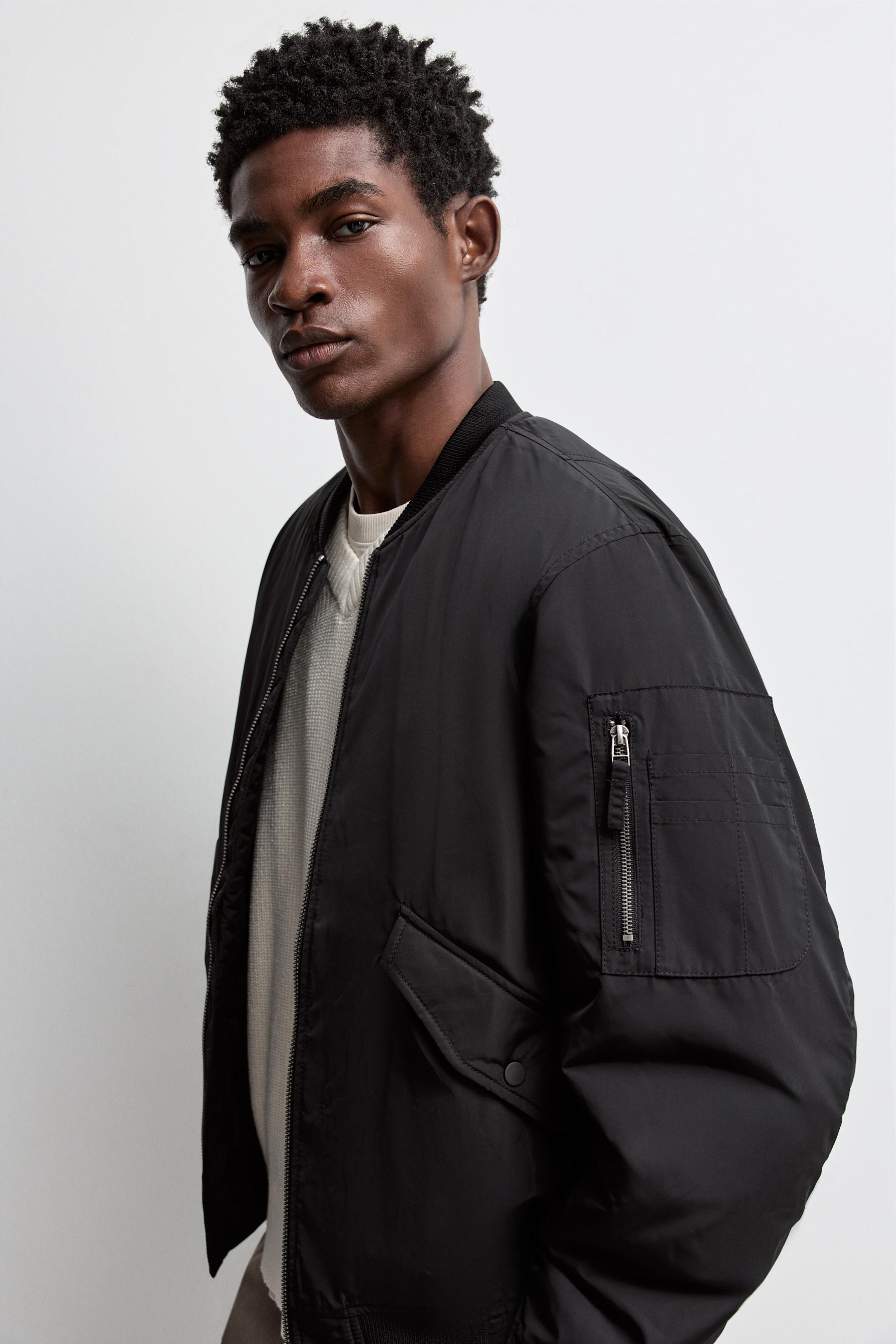 Quilted bomber jacket — BLACK