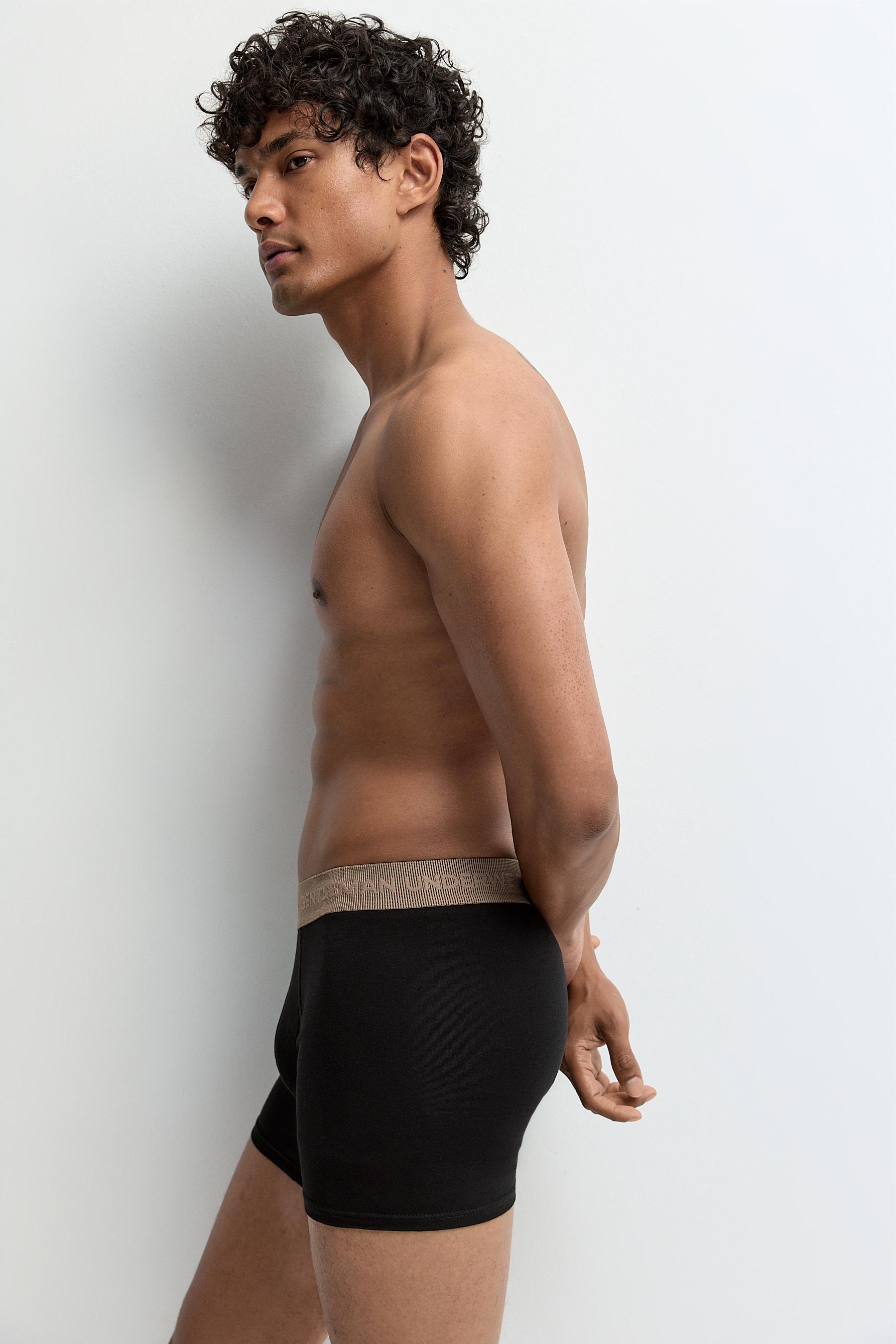 5-pack of long slogan boxers — BLACK