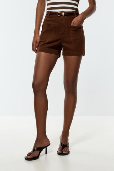 Bermuda shorts with belt — BROWN MARL 3