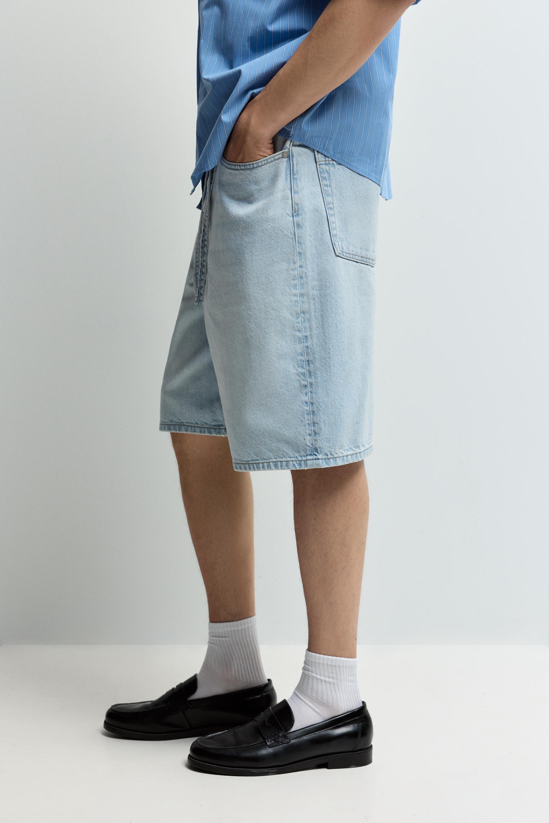 Baggy denim Bermuda shorts — PALE BLUE