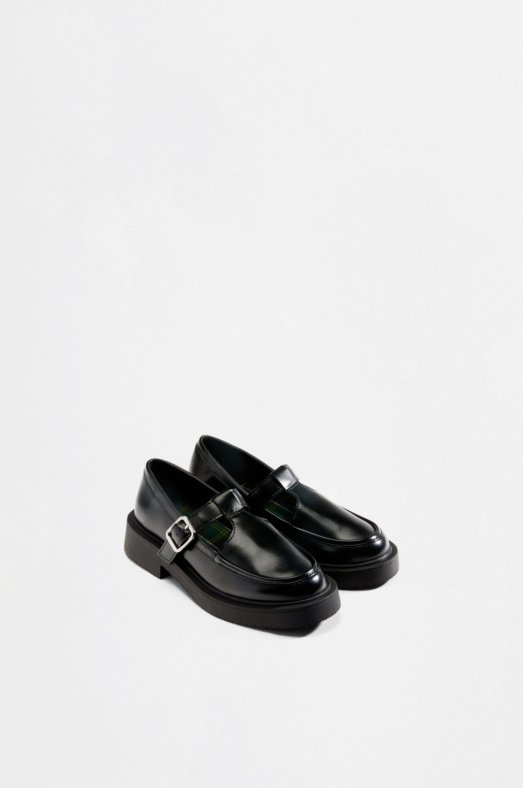 T-strap track shoes — BLACK