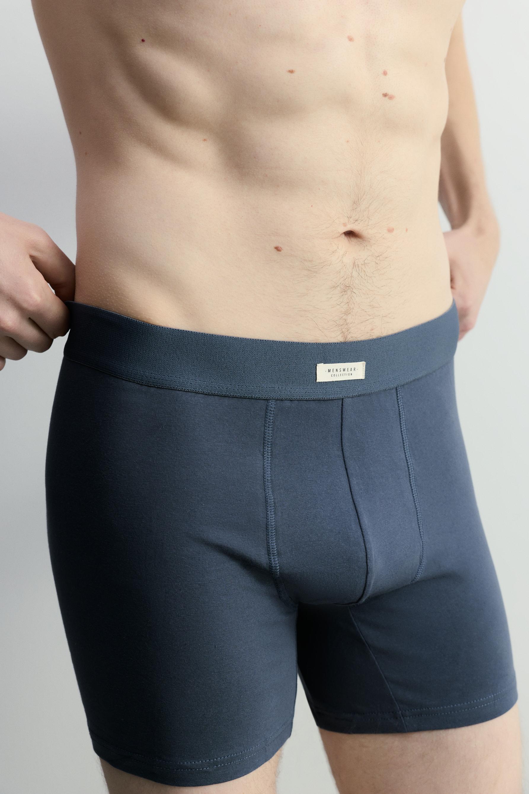 3-pack of long basic boxers — BLUE