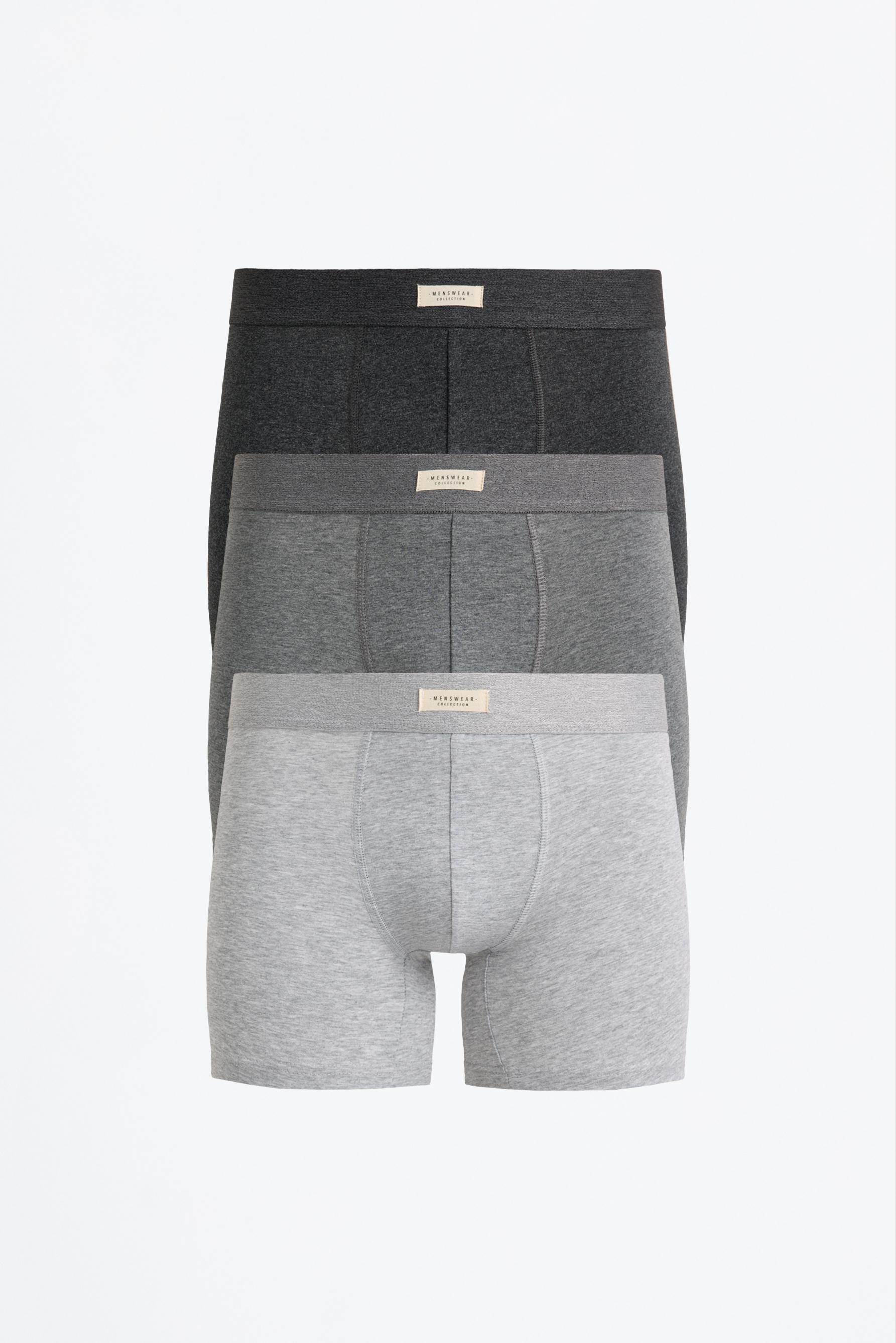 3-pack of long basic boxers — GREY MARL