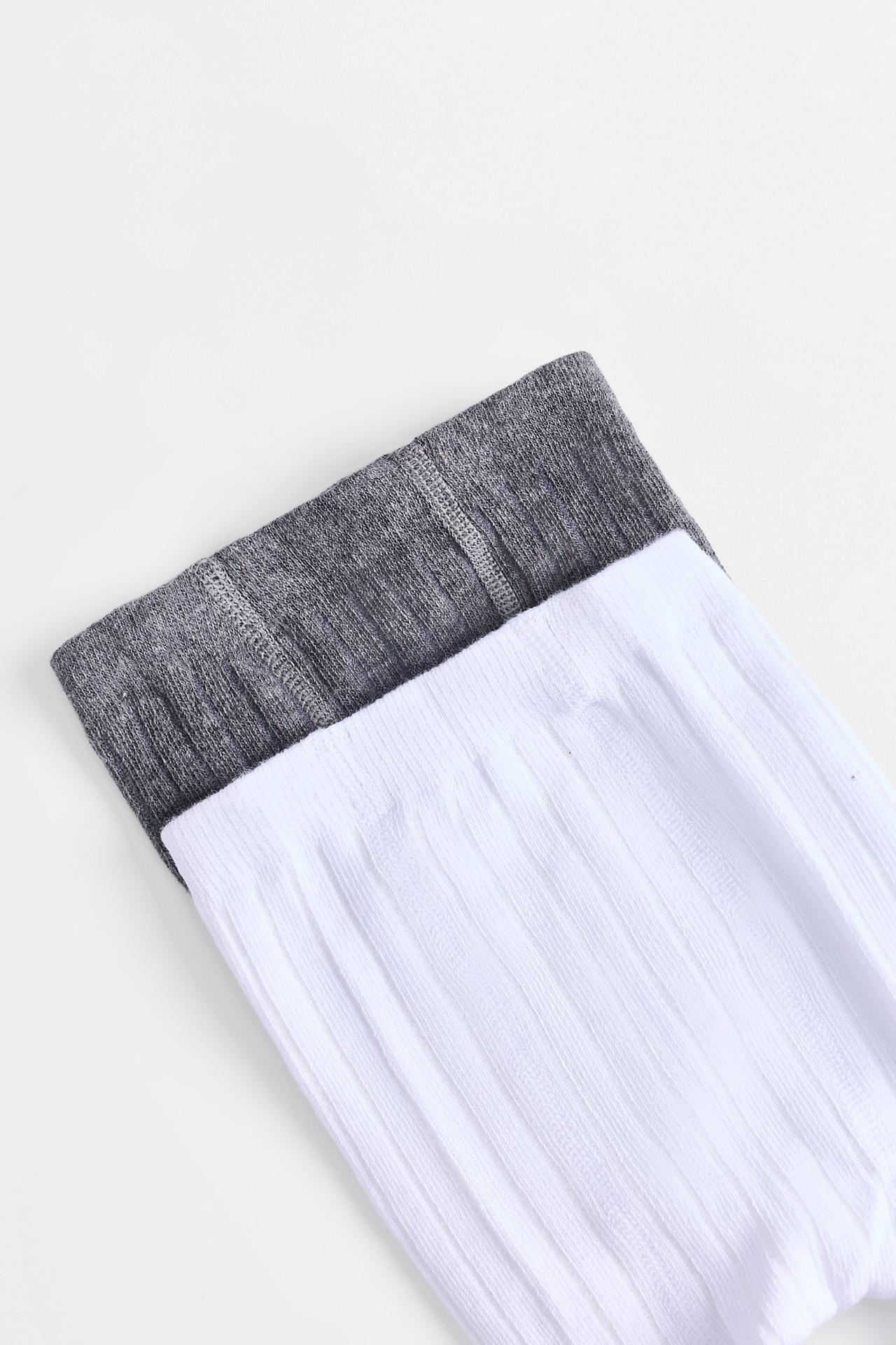Ribbed Tights (2-Pack) — WHITE/GREY
