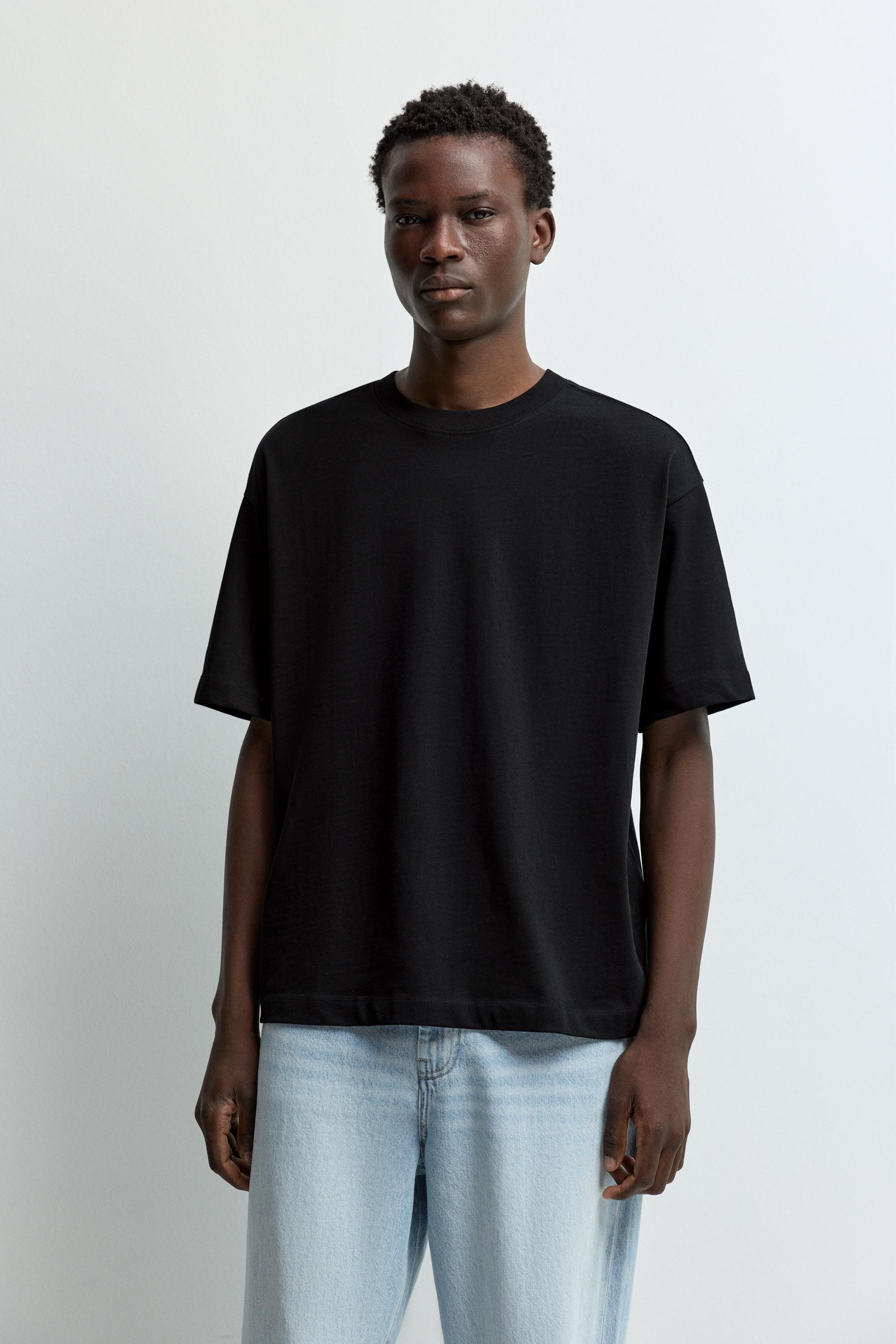 Boxy medium weight T-shirt — BLACK