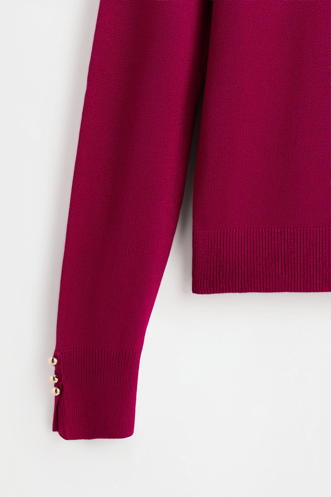 Basic gold button sweater — FUCHSIA