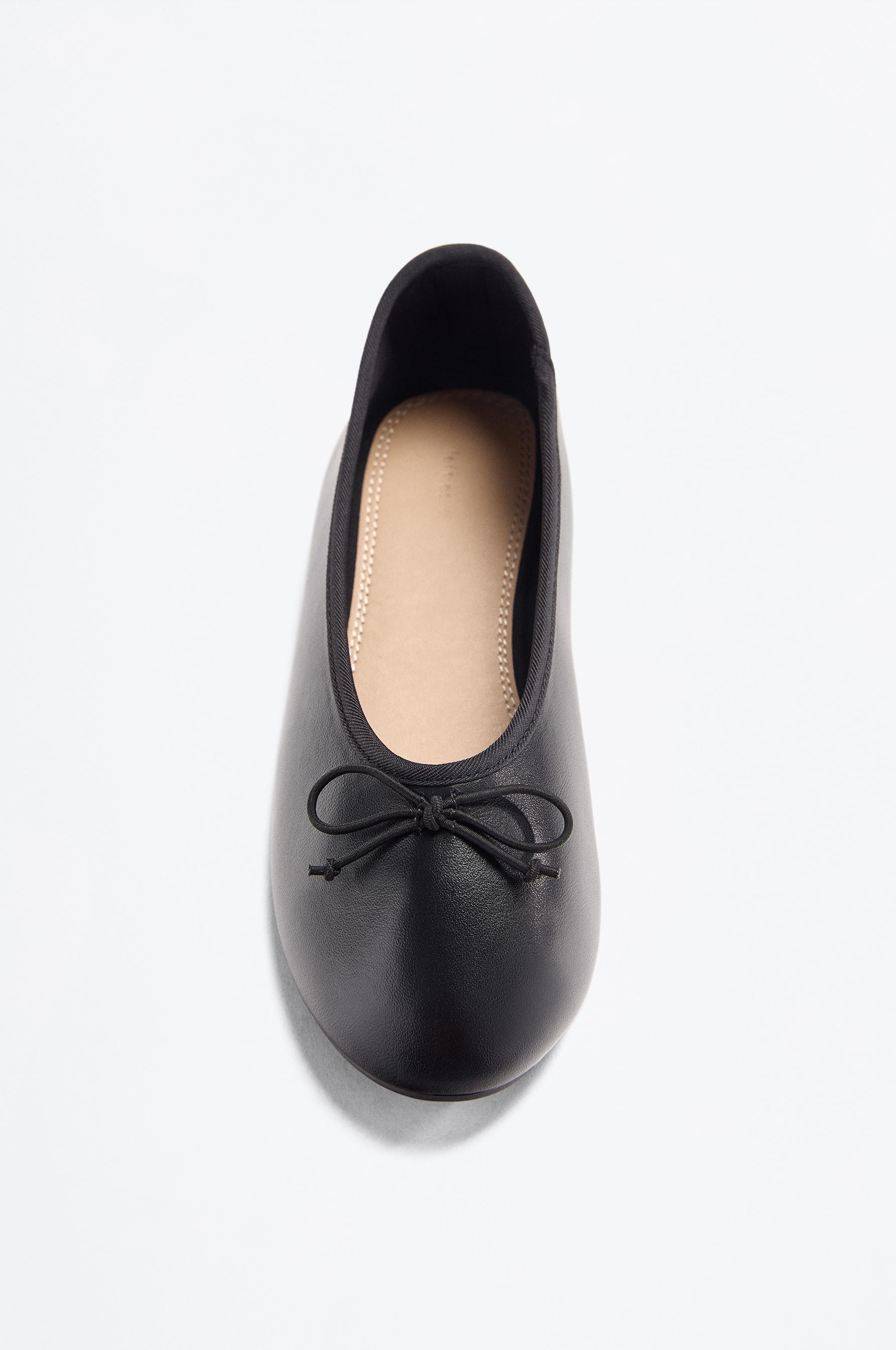 Bow ballerina flats — BLACK