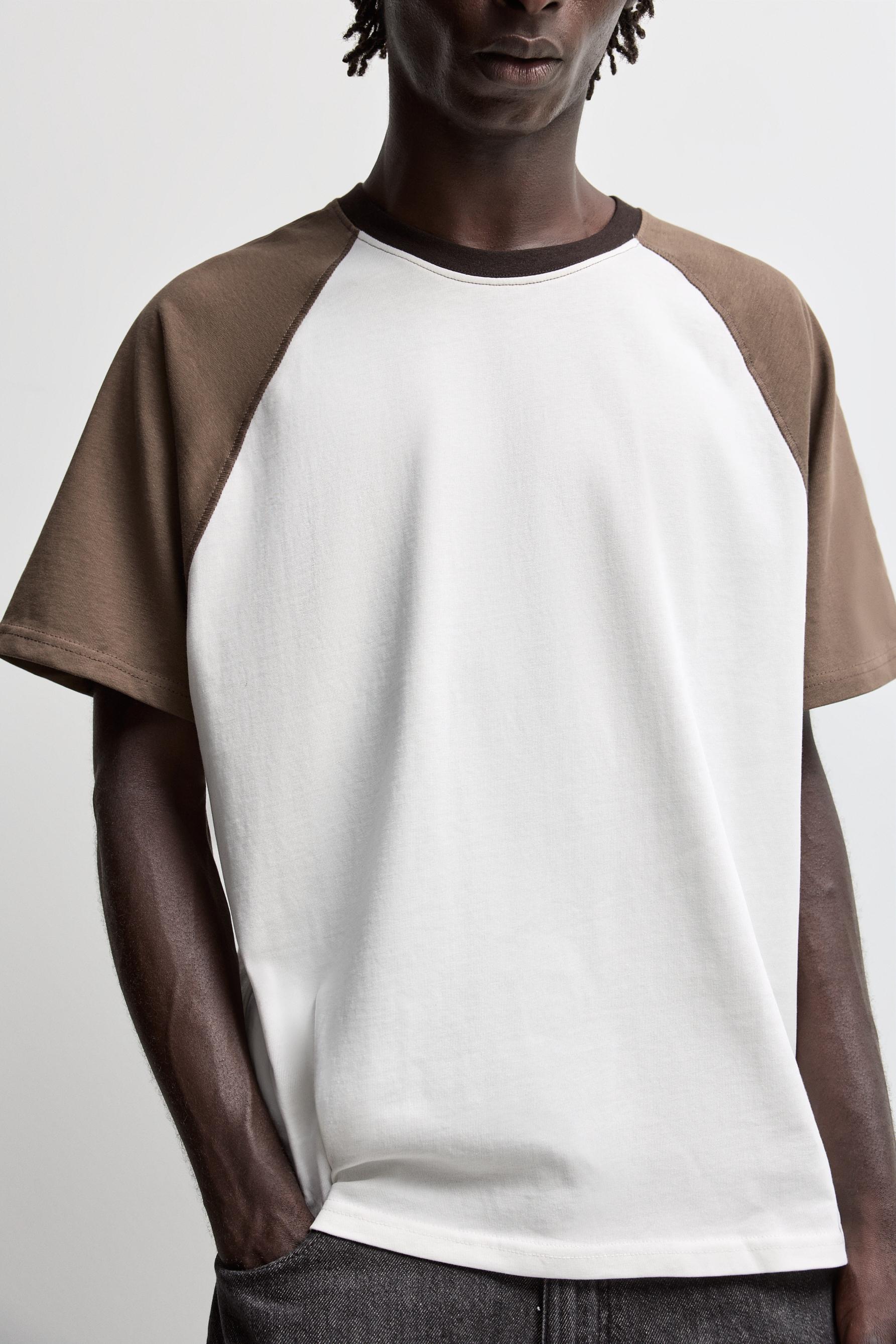 Contrast raglan T-shirt — BROWN MARL