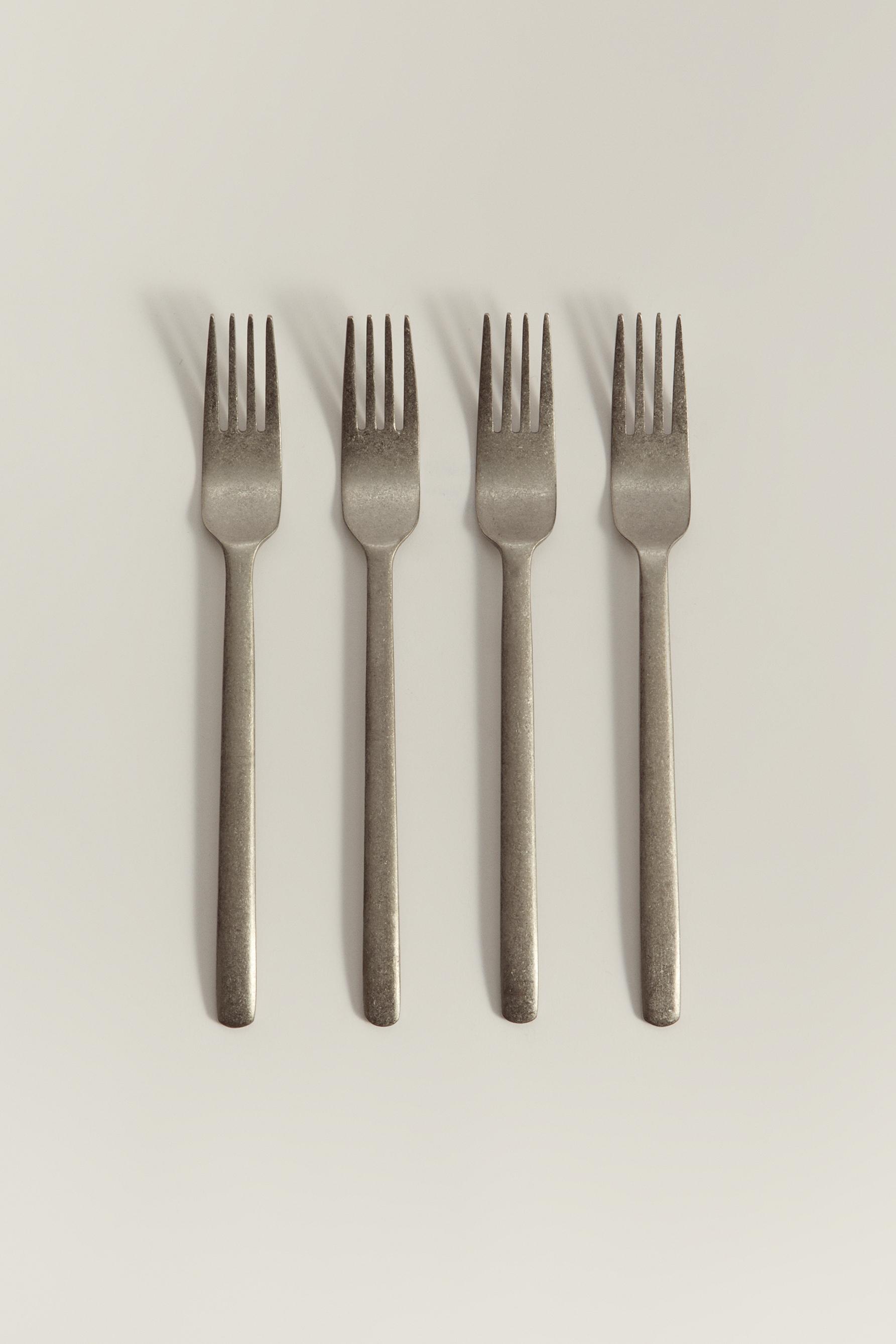 Pack 4 tenedores plata envejecida