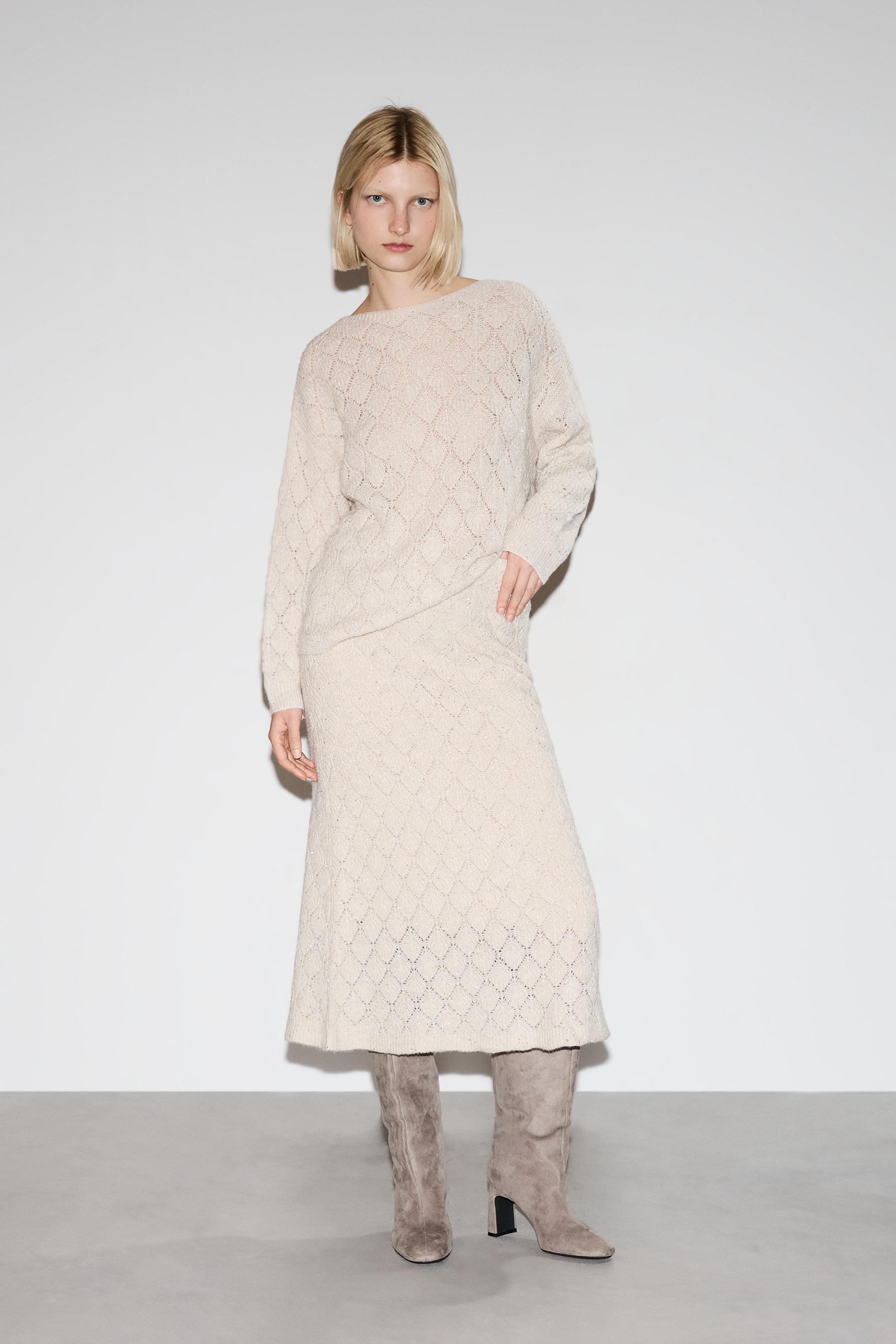 Falda midi punto brillos