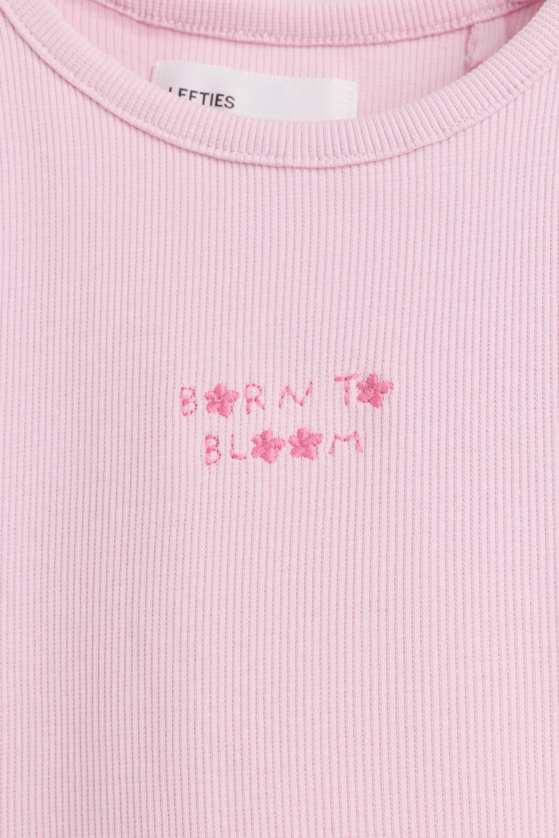 Embroidered ribbed T-shirt — PINK