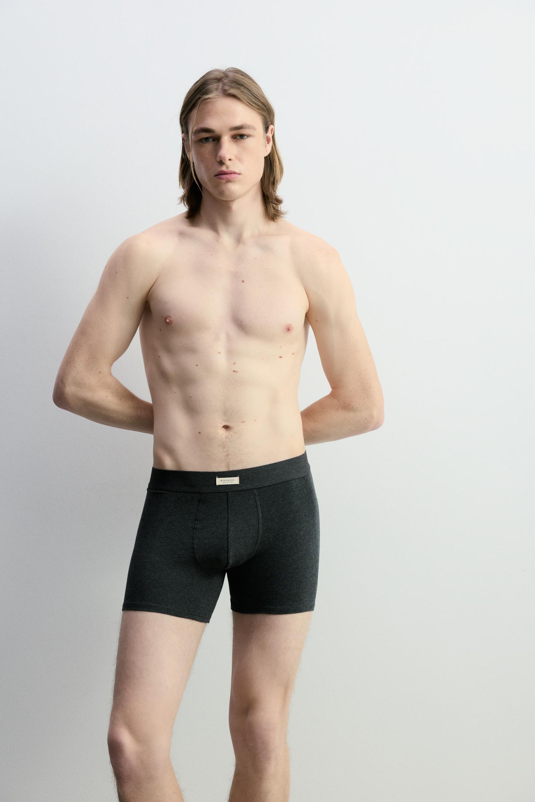 3-pack of long basic boxers — GREY MARL