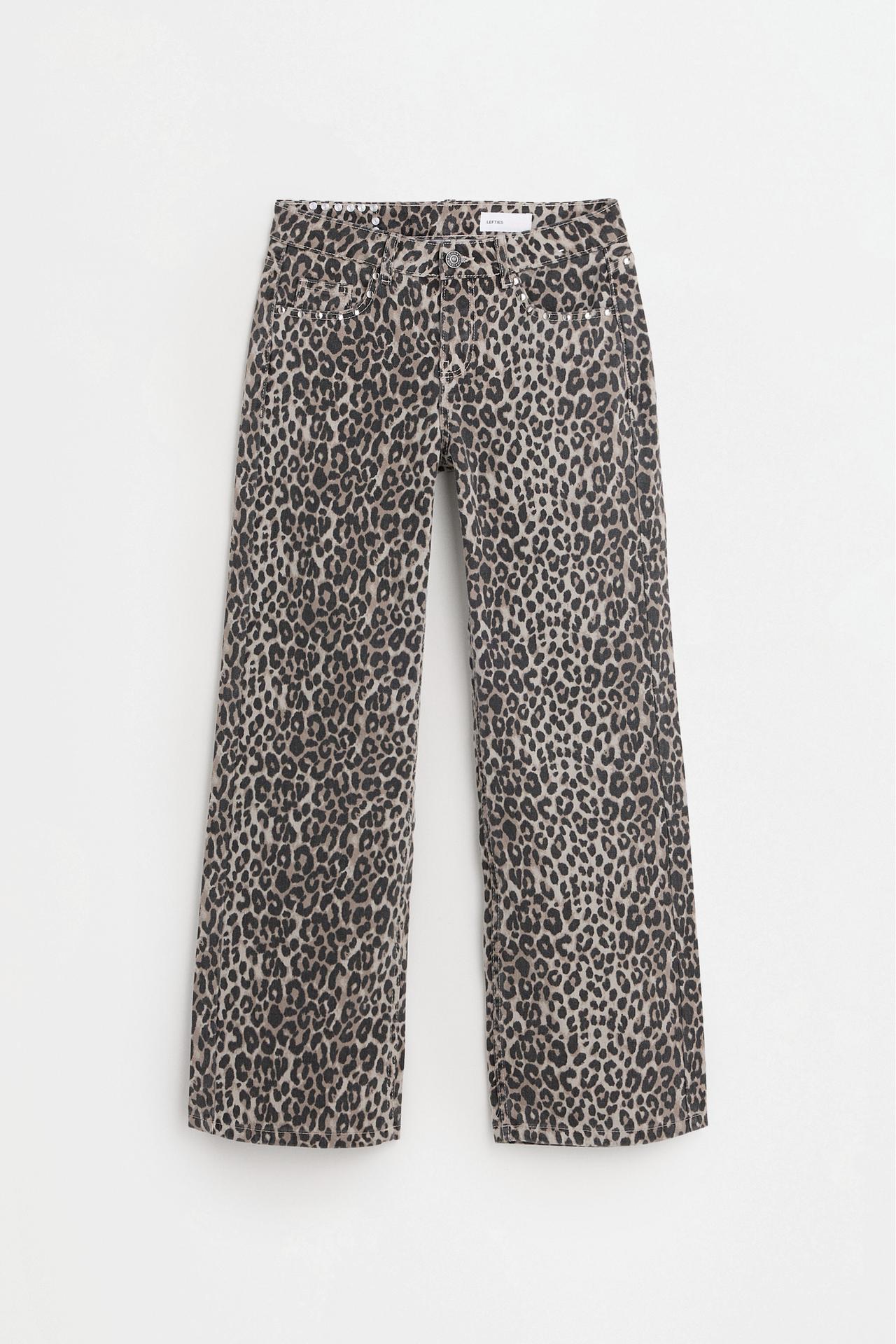 Studded animal print baggy jeans — LEOPARD PRINT