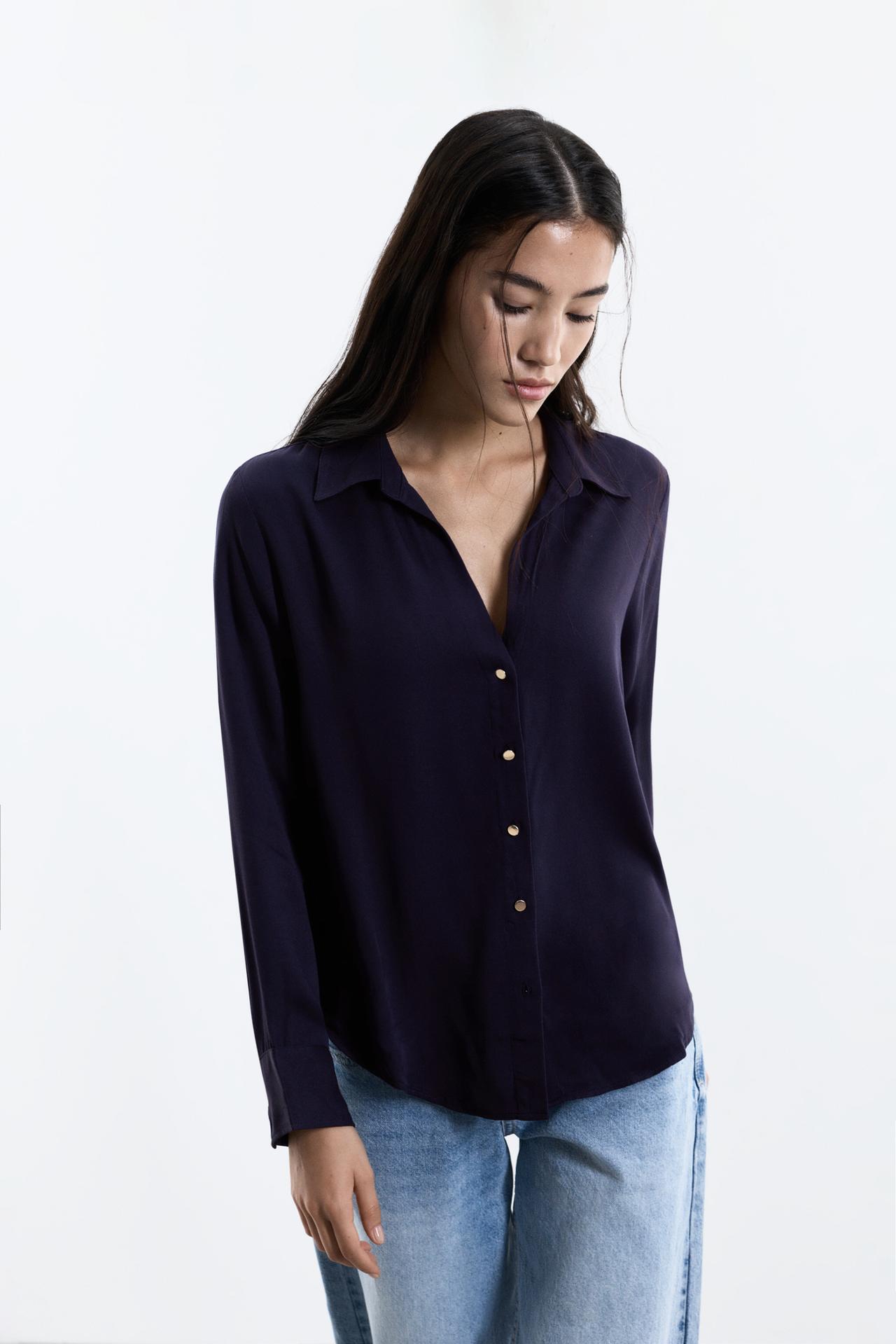 Basic Henley shirt — NAVY