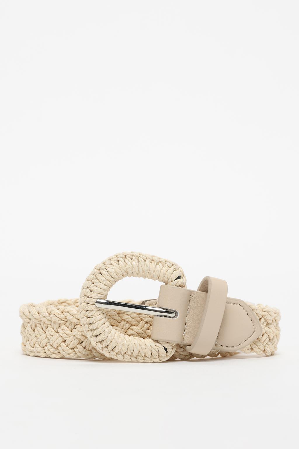 Woven raffia belt