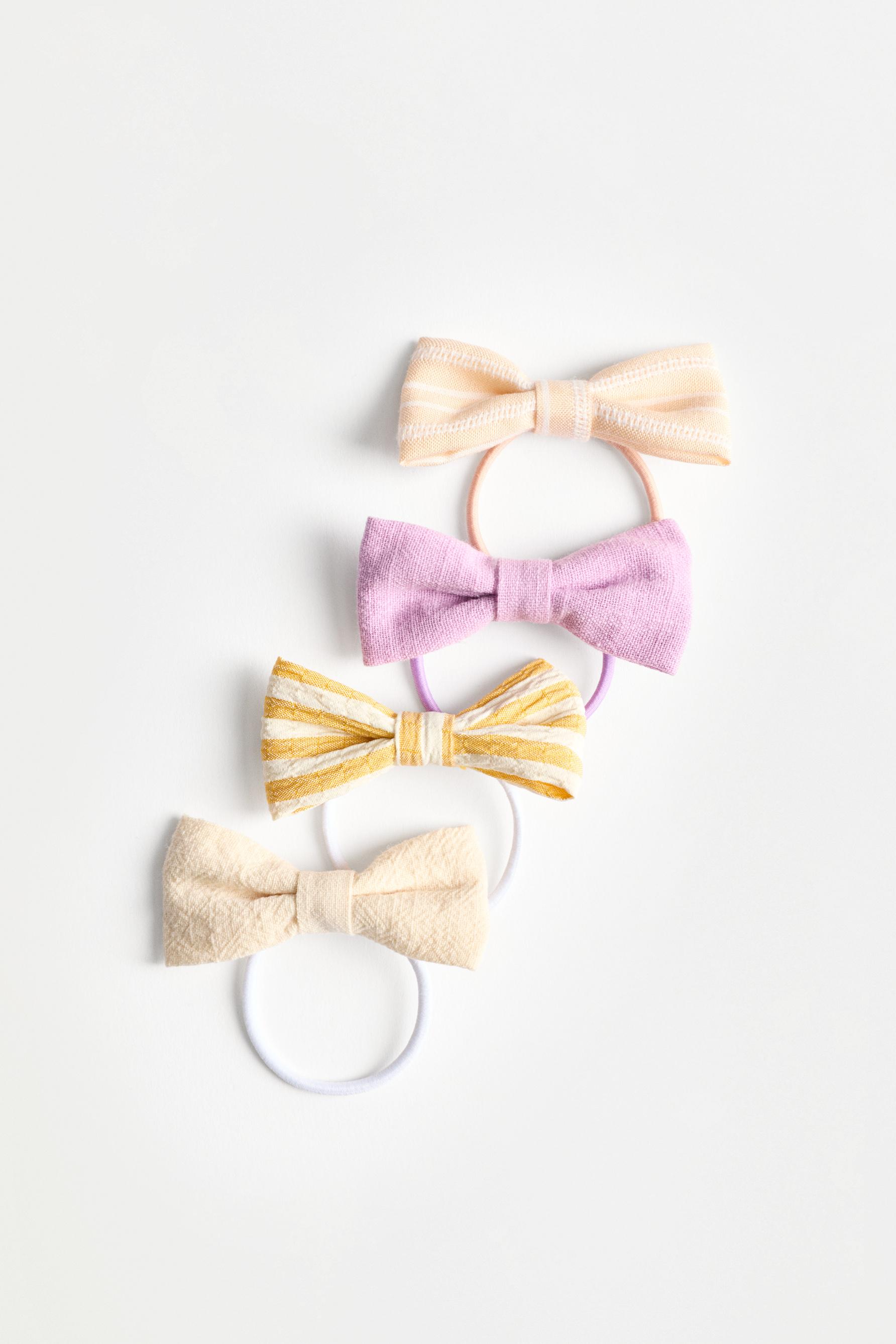 Rustic bow hair ties (8-pack) — BEIGE