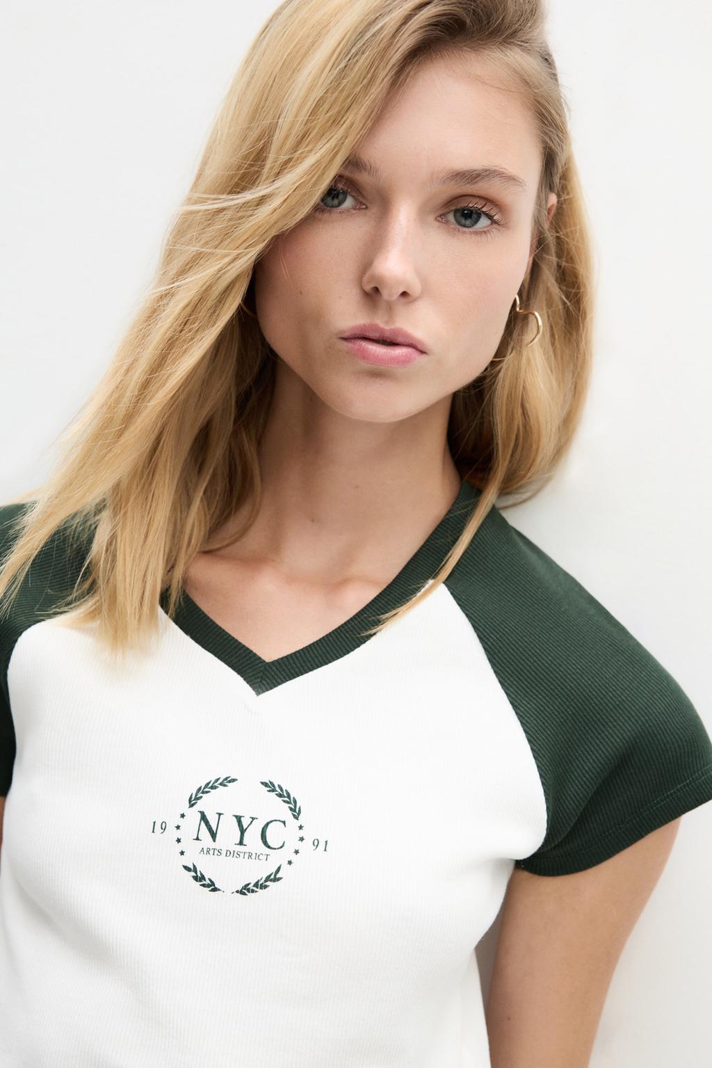 Camiseta canalé contraste