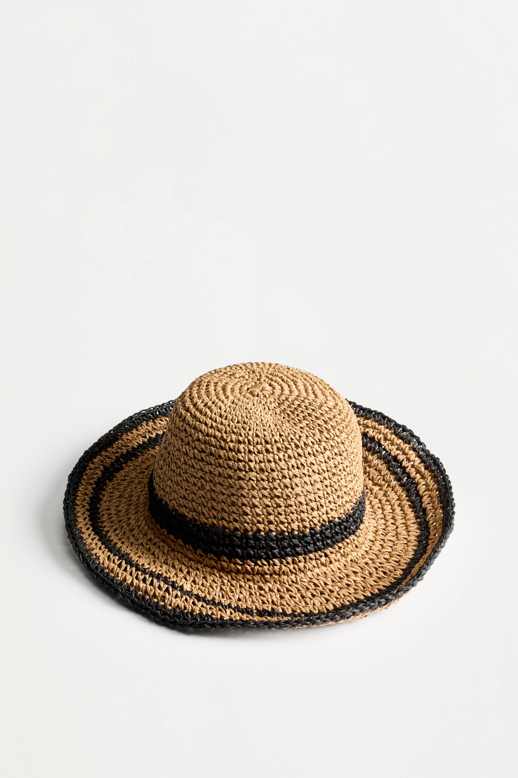 Raffia-effect bucket hat — TAN