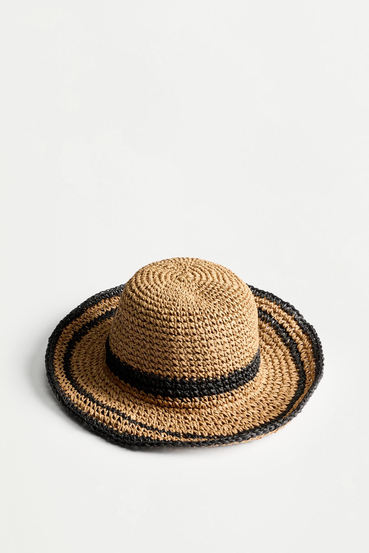 Raffia-effect bucket hat — TAN