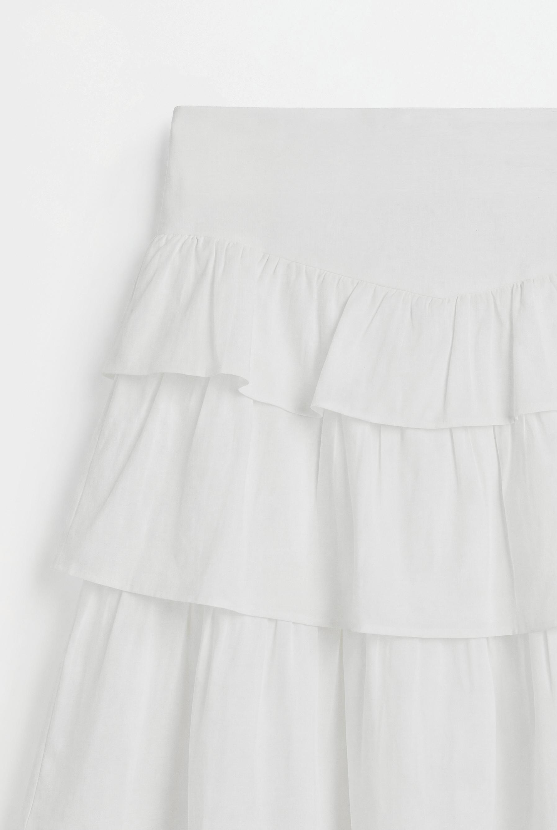 Ruffled midi skirt — OFF WHITE