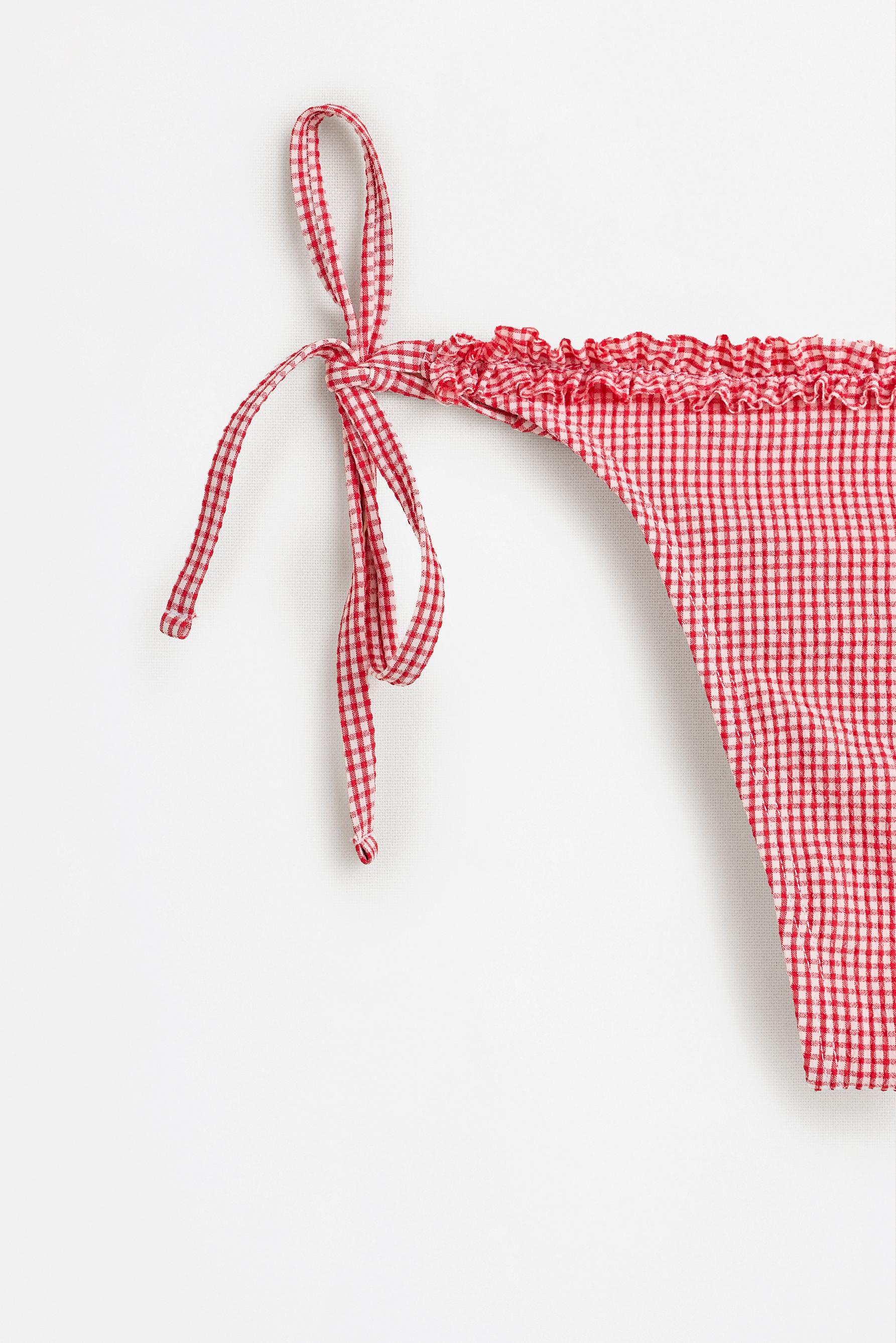 Gingham Brazilian bikini bottoms — RED