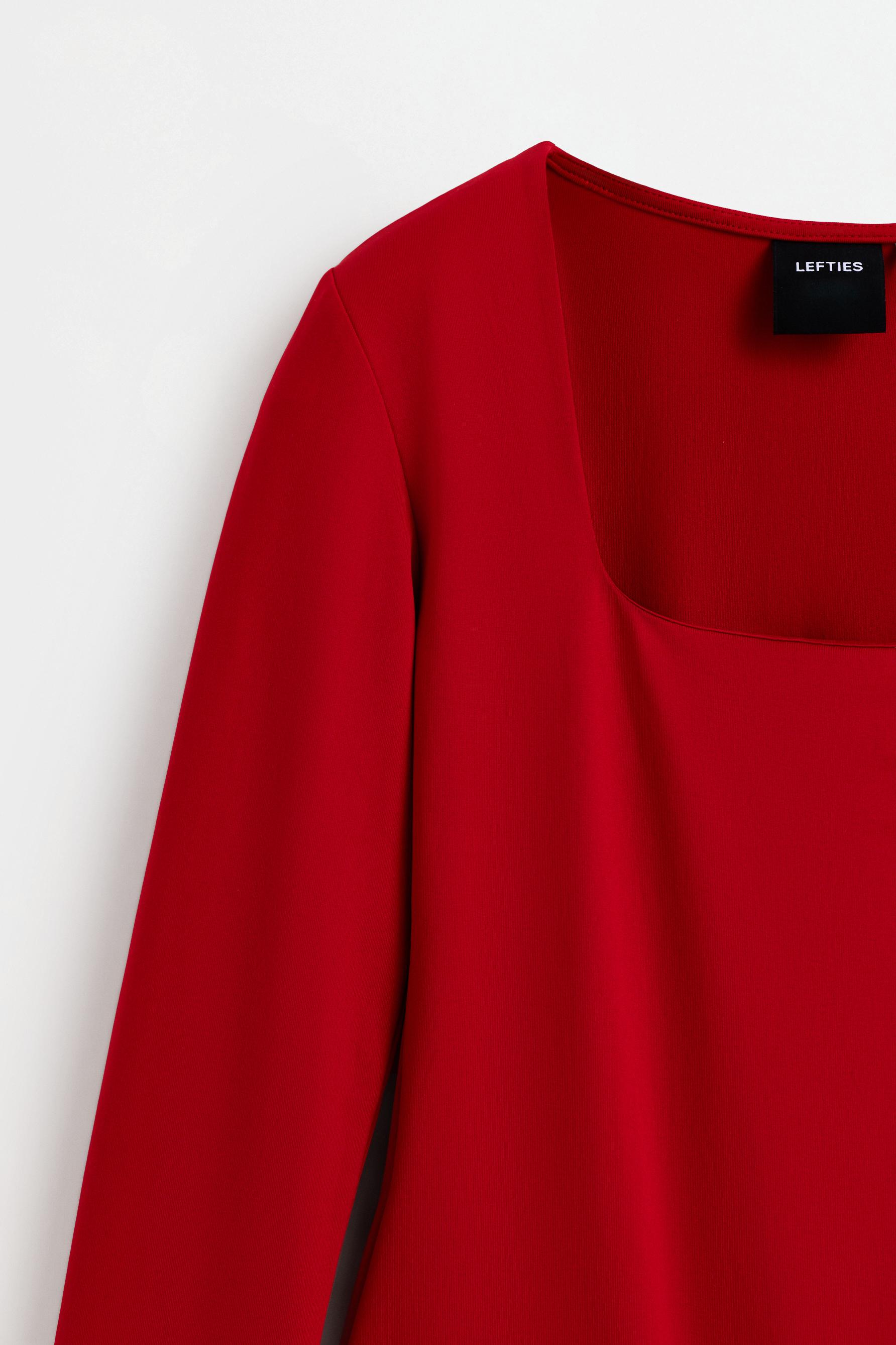 Polyamide square neckline bodysuit — RED