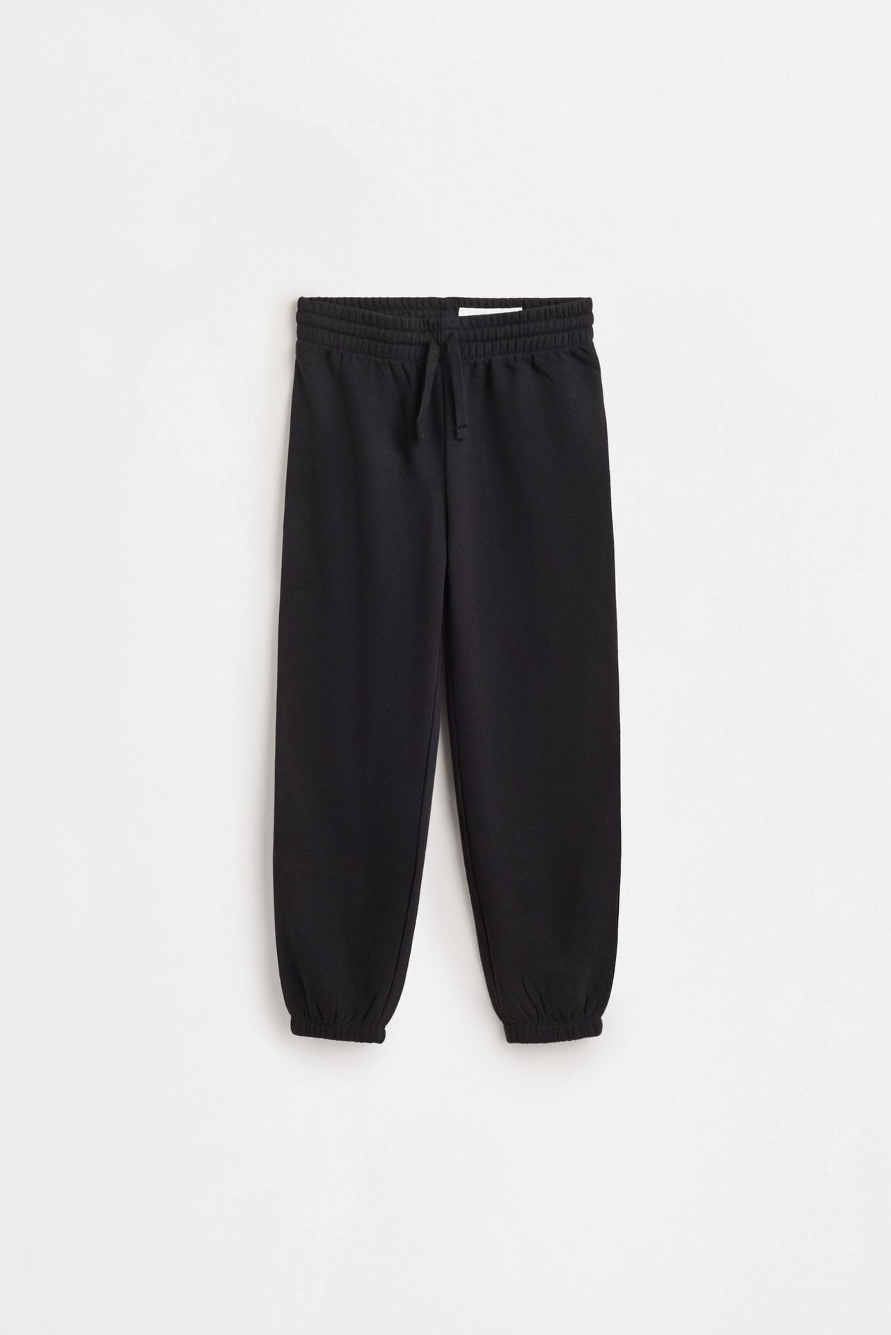 Solid plush trousers — BLACK