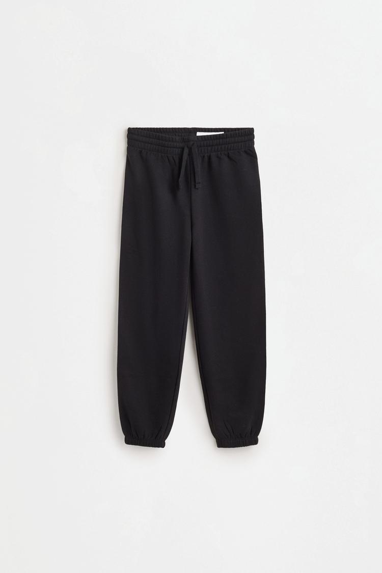 Solid plush trousers — BLACK