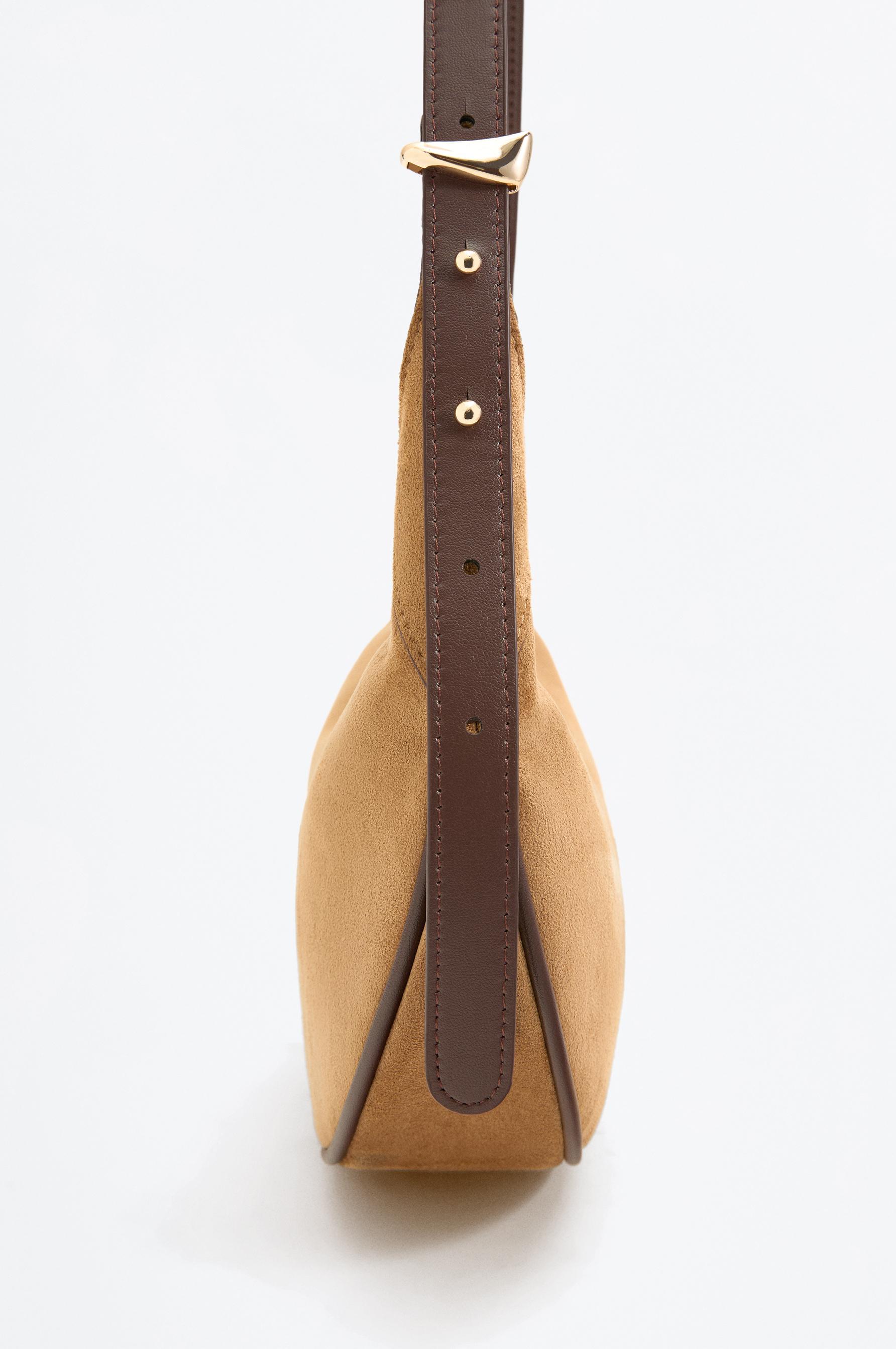 Faux Suede Shoulder Bag — CAMEL