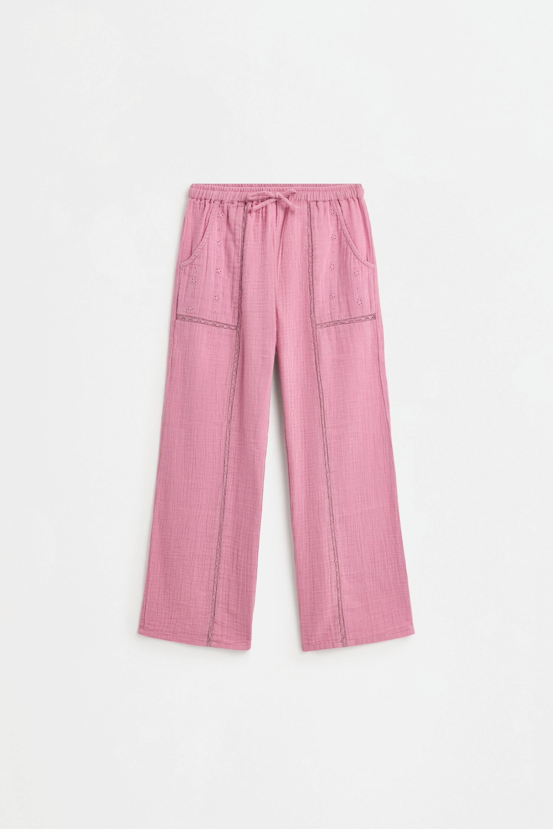 Swiss embroidery trousers — PALE PINK