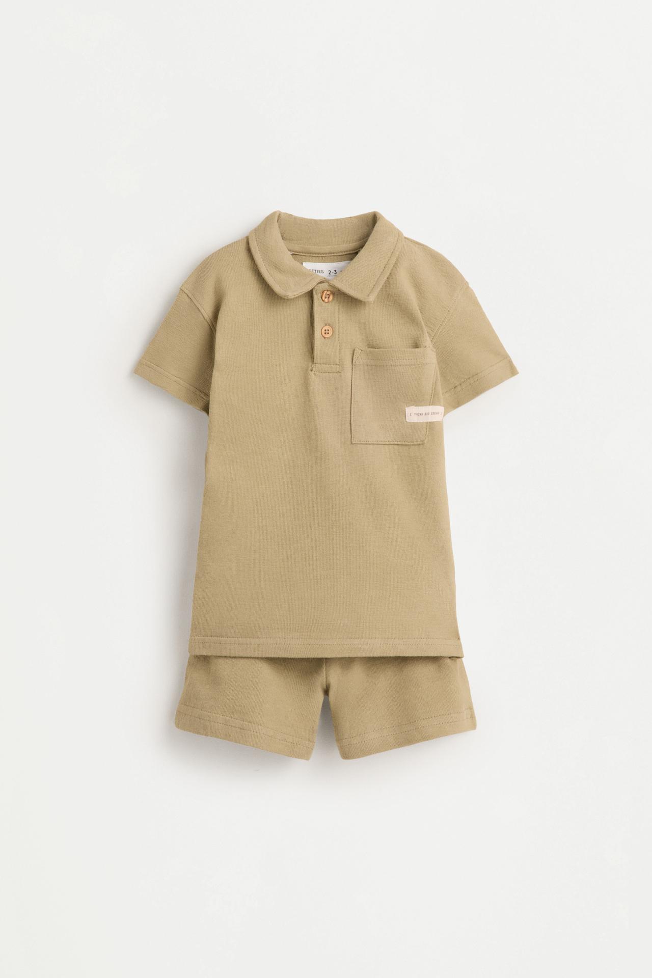Rustic polo shirt and Bermuda shorts set — KHAKI