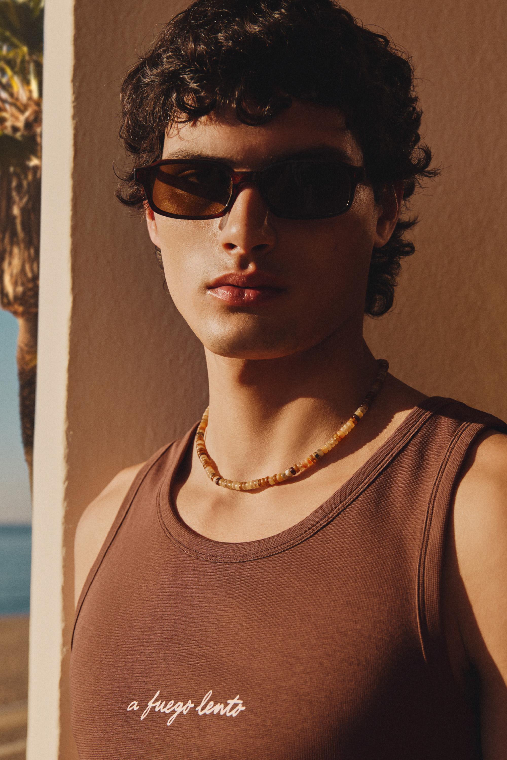 Printed strappy T-shirt — BROWN